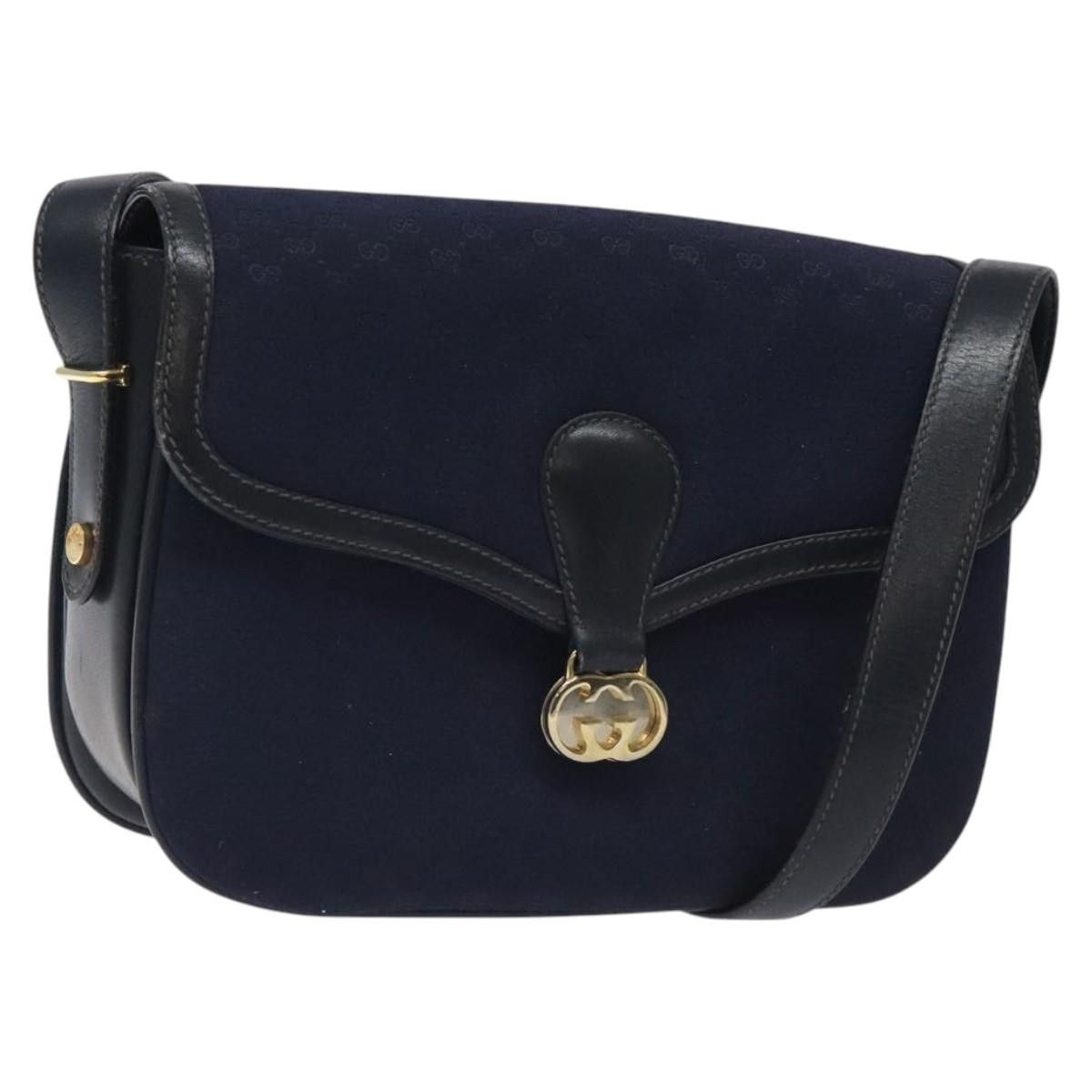Gucci Micro GG Canvas Shoulder Bag Navy Gold Auth Ep8779 in Navy/Gold, Women's