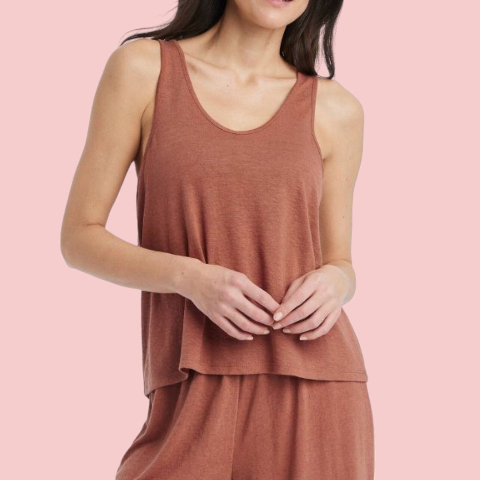 Other Stra Above - Women's Slot Knit Tank Top - Brown - Large Size L / US 10 / IT 46 - 1 Thumbnail