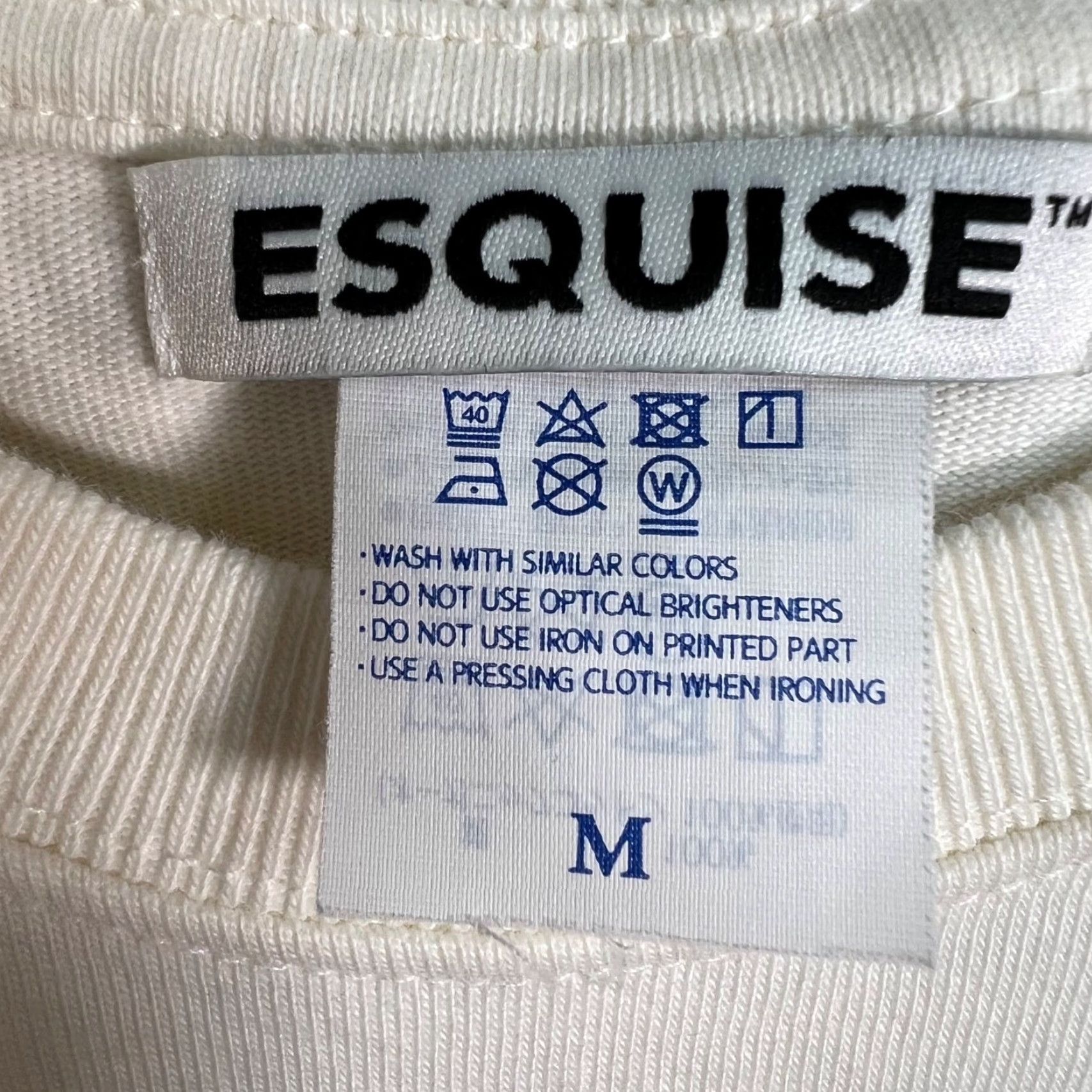 Vintage Esquise Mens T-Shirt White Organic Cotton Logo Crew Neck Short Sleeve 2020s Regular Size M Men Size US M / EU 48-50 / 2 - 3 Thumbnail