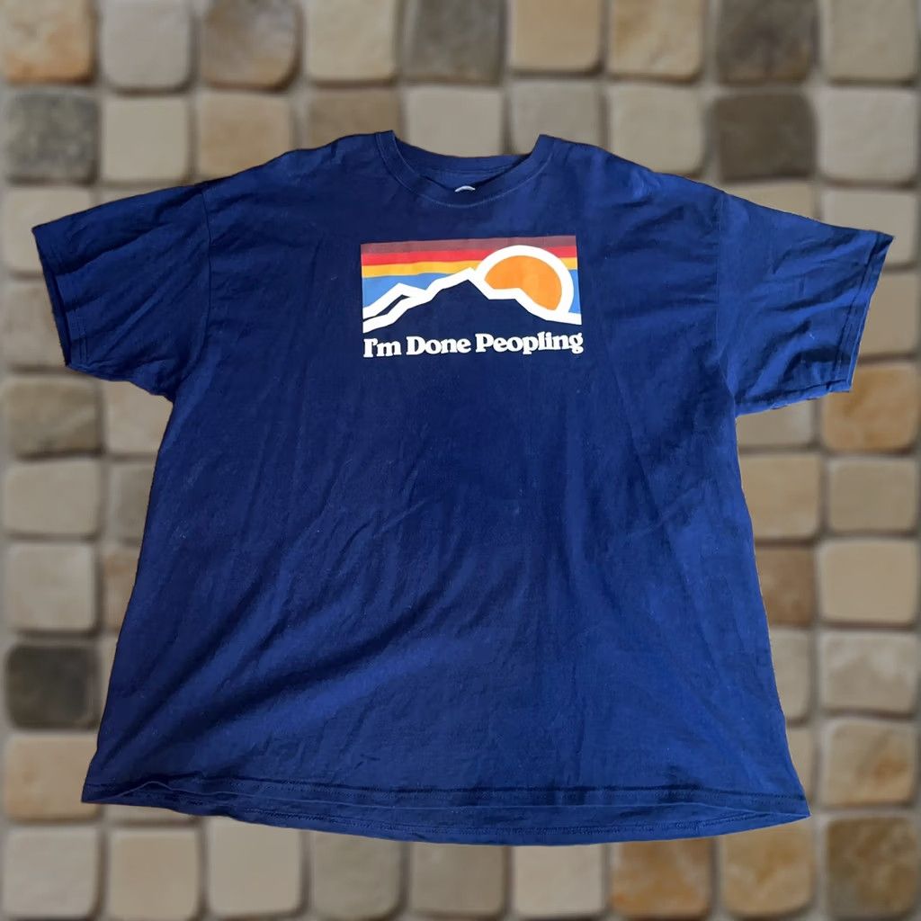 Vintage VINTAGE Mens I'm Done Peopling t shirt navy blue 2XL 100% cotton DOM Mens Shirts Graphic Print Funny Summer Size US XXL / EU 58 / 5 - 1 Thumbnail