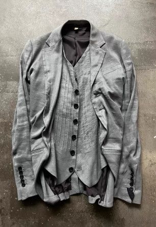 John Galliano John Galliano SS11 Runway Wrinkled Faux Two-Piece Blazer Size 44L - 4 Thumbnail