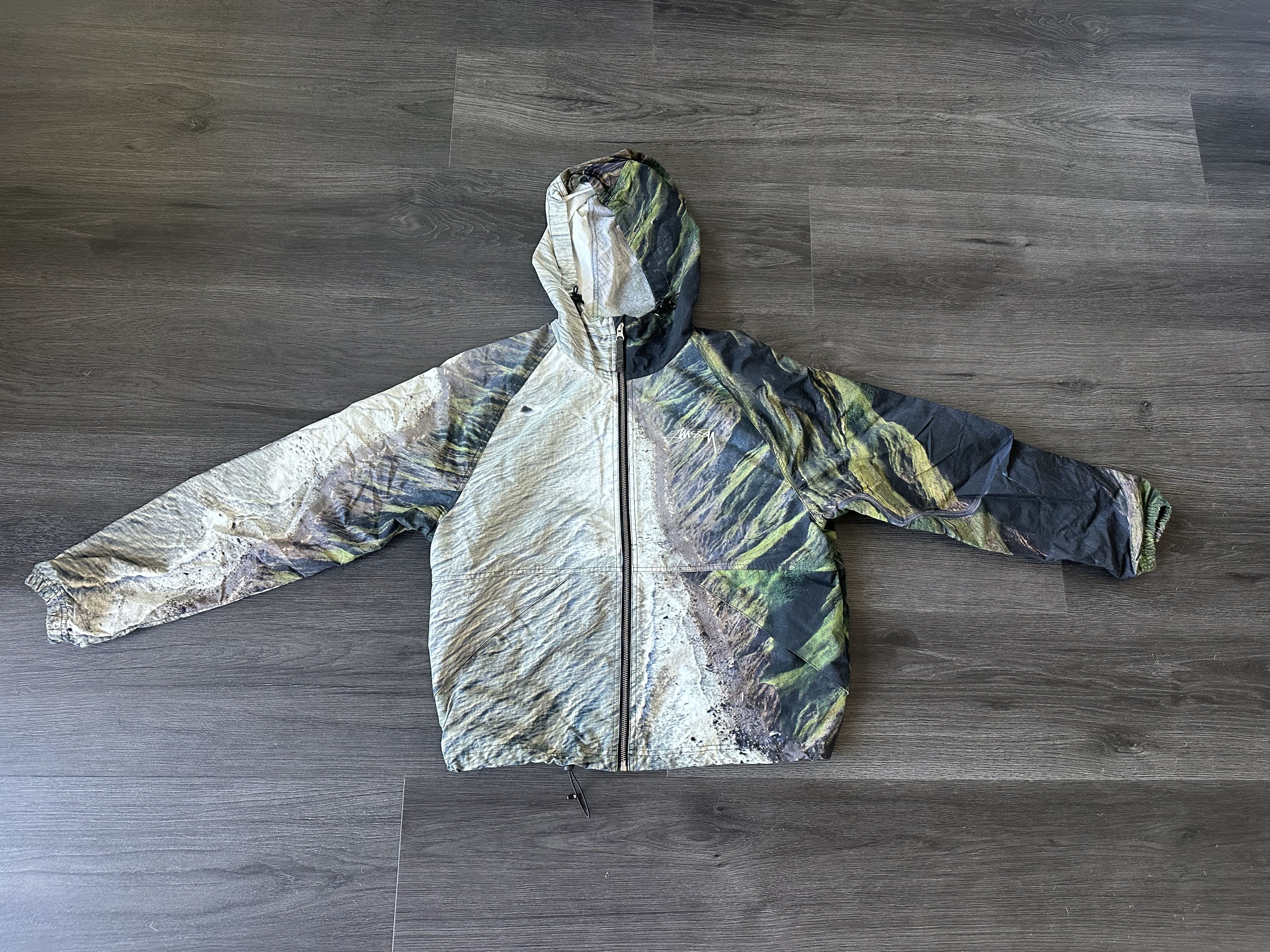 Stussy Stussy Beach Shell Snake Print Jacket Olive | Grailed