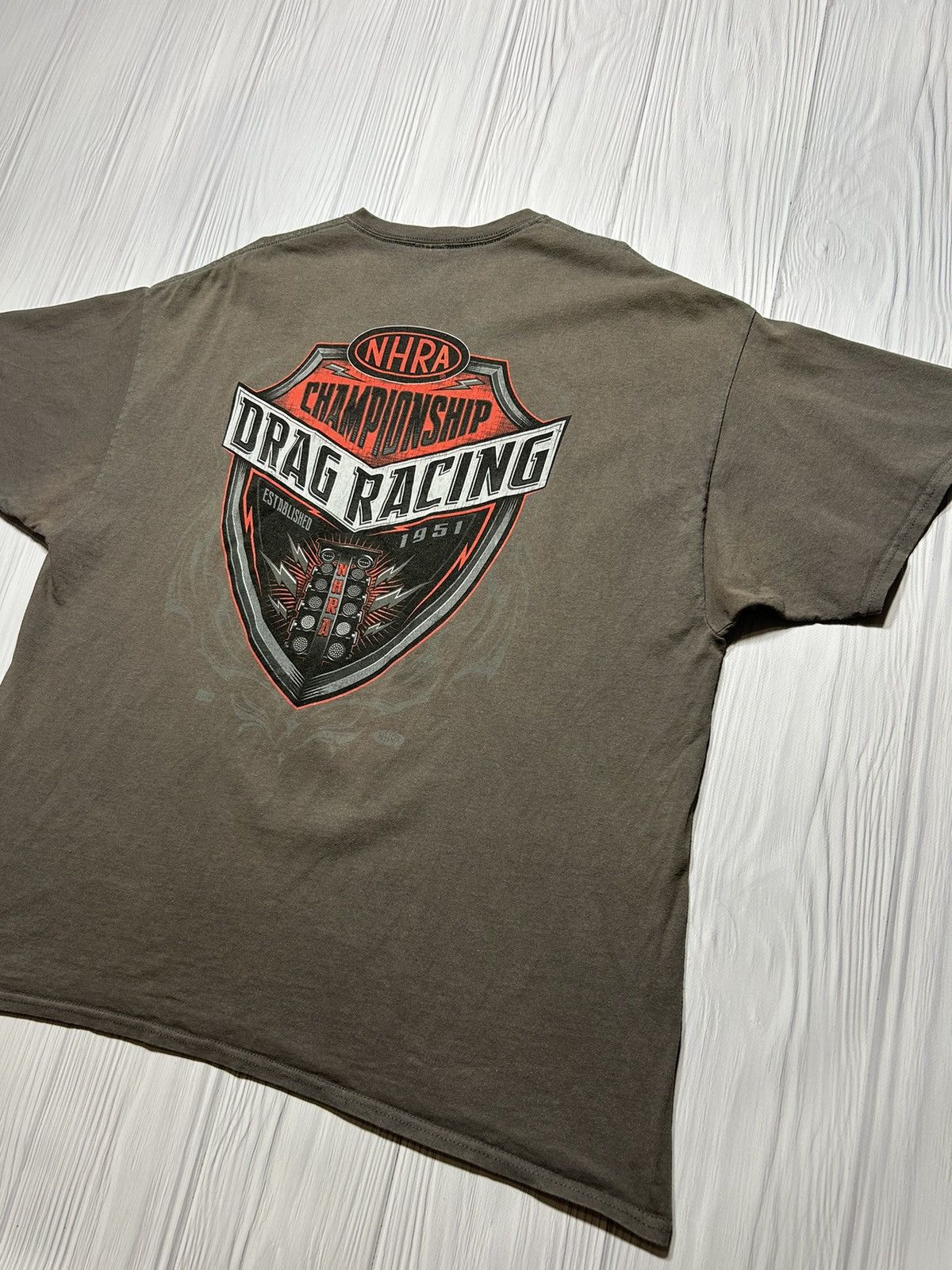 Vintage Vintage 90s NHRA Championship Drag Racing T-Shirt Size US XXL / EU 58 / 5 - 2 Thumbnail