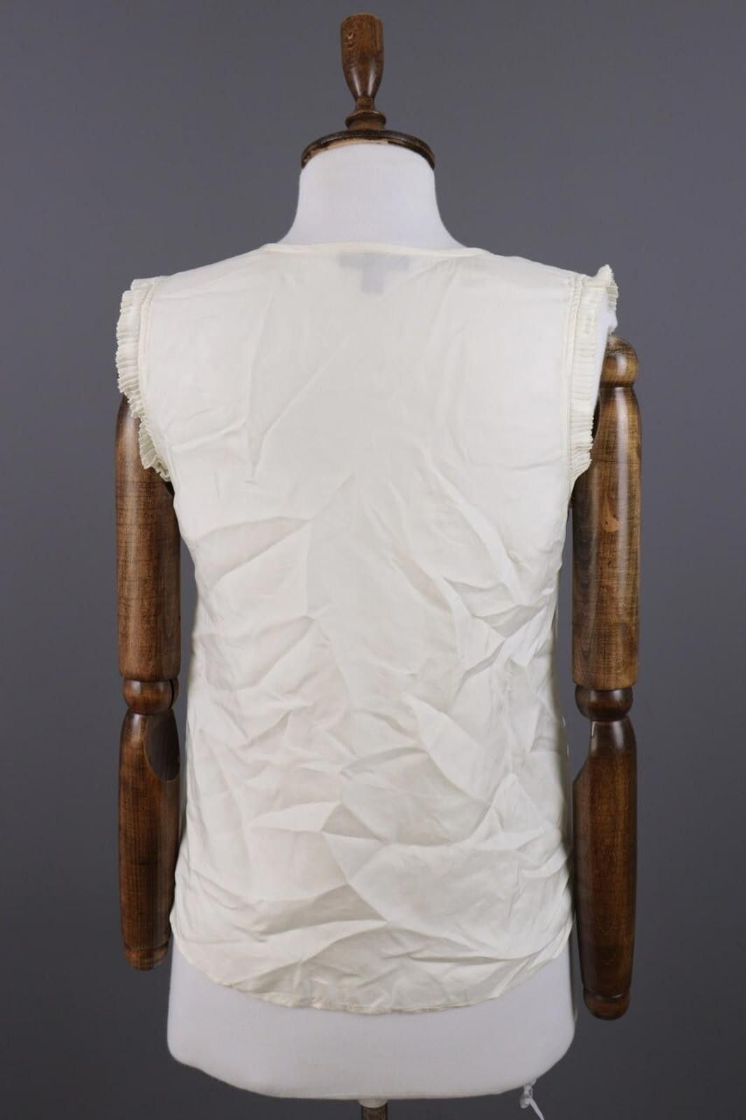 J.Crew J.Crew Beige 100% Silk Sleeveless Jabot Shirt Size 2 / XS Size XS / US 0-2 / IT 36-38 - 7 Thumbnail