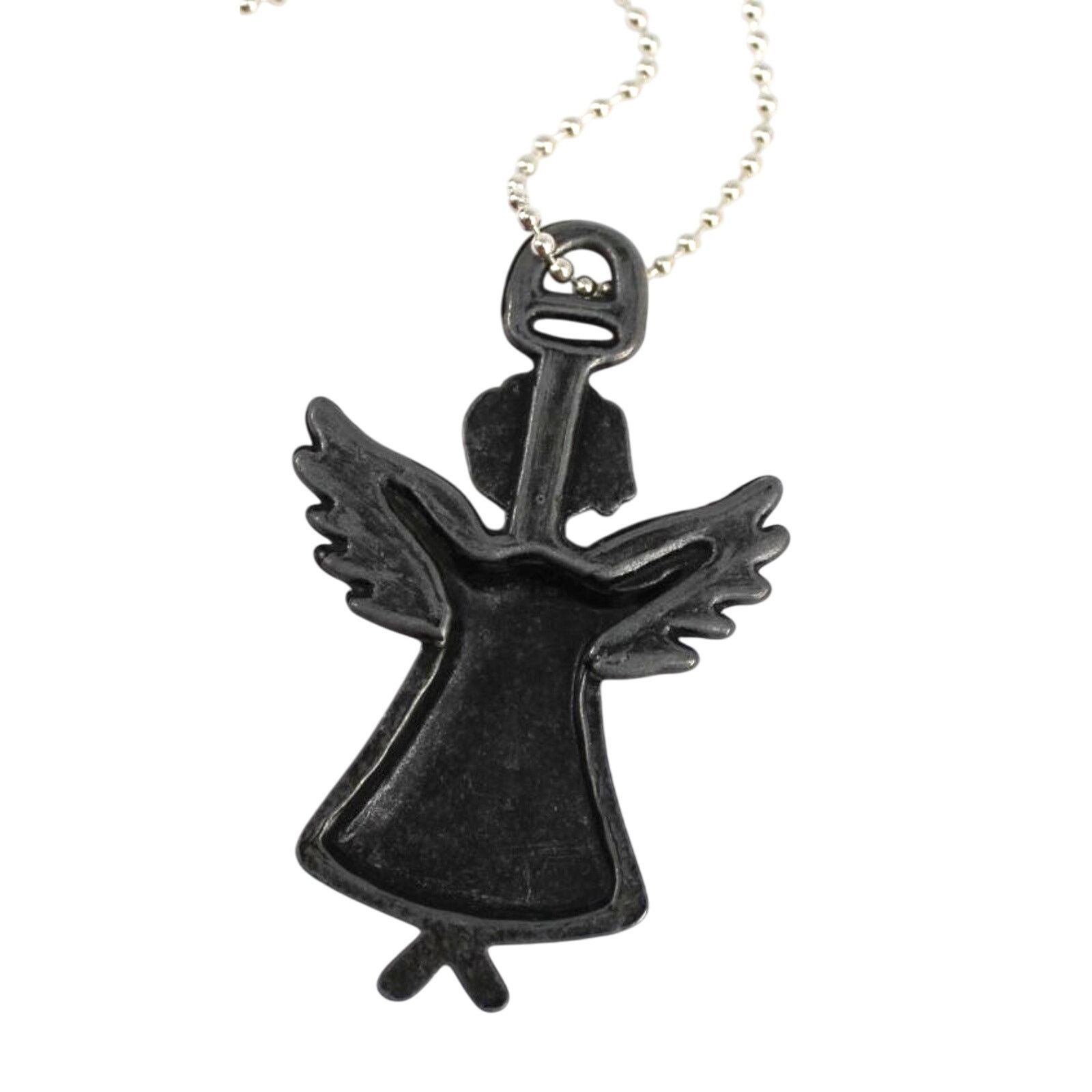 Other Vintage Little Angel Girl Pewter Pendant Necklace 2" Long Size ONE SIZE - 3 Thumbnail