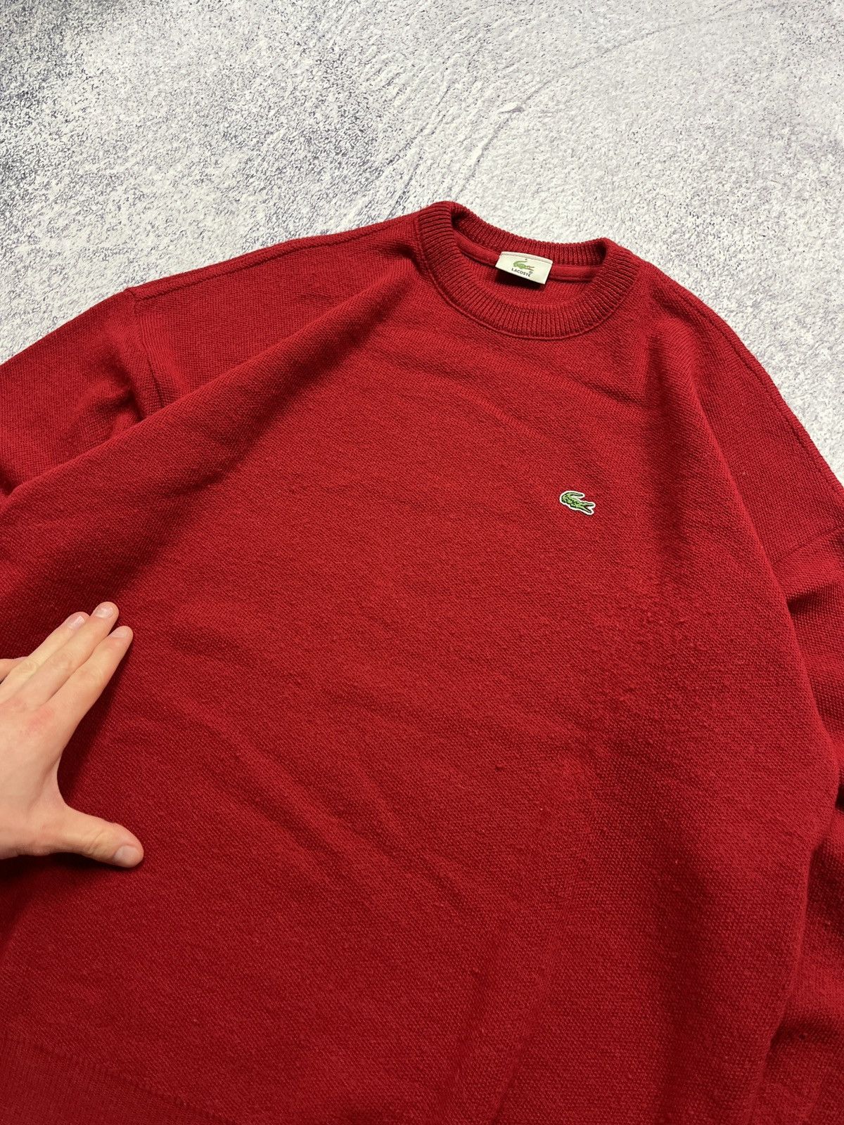 Lacoste × Vintage Vintage Lacoste Red Wool Knit Sweater Size US L / EU 52-54 / 3 - 6 Thumbnail
