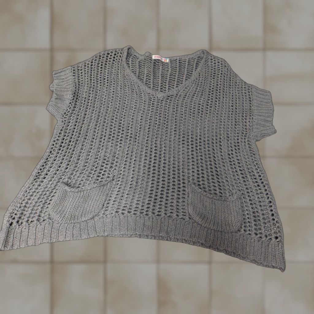 Vintage UMGEE Womens Sweater Short Sleeve Crew Neck Knit Pullover Gray S Bow Button Puff Stretch Casual Casual Womens Pullover Knit Sweater Size S / US 4 / IT 40 - 1 Thumbnail