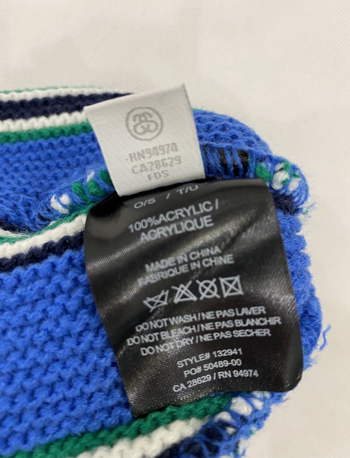 Stussy Stussy Vertical Stripe Cuffed Knitted Beanie Hat (Blue) Size ONE SIZE - 5 Thumbnail