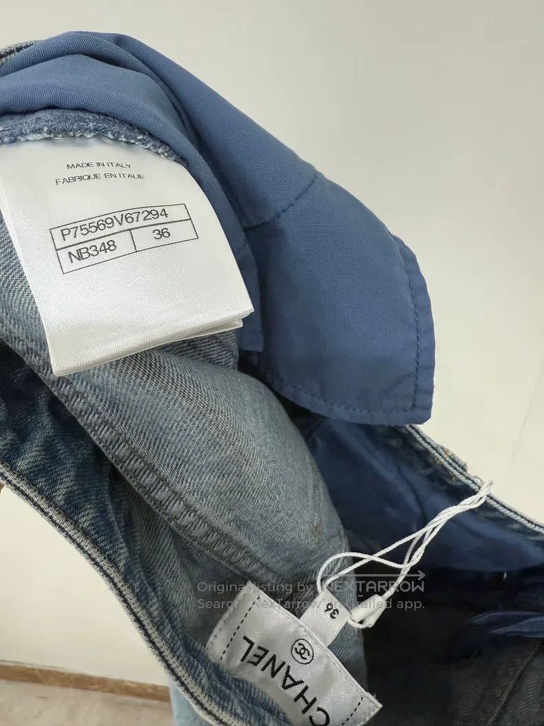 Chanel Chanel 23B diamond-patterned leather flared jeans Size 24" / US 00 / IT 34 - 6 Thumbnail