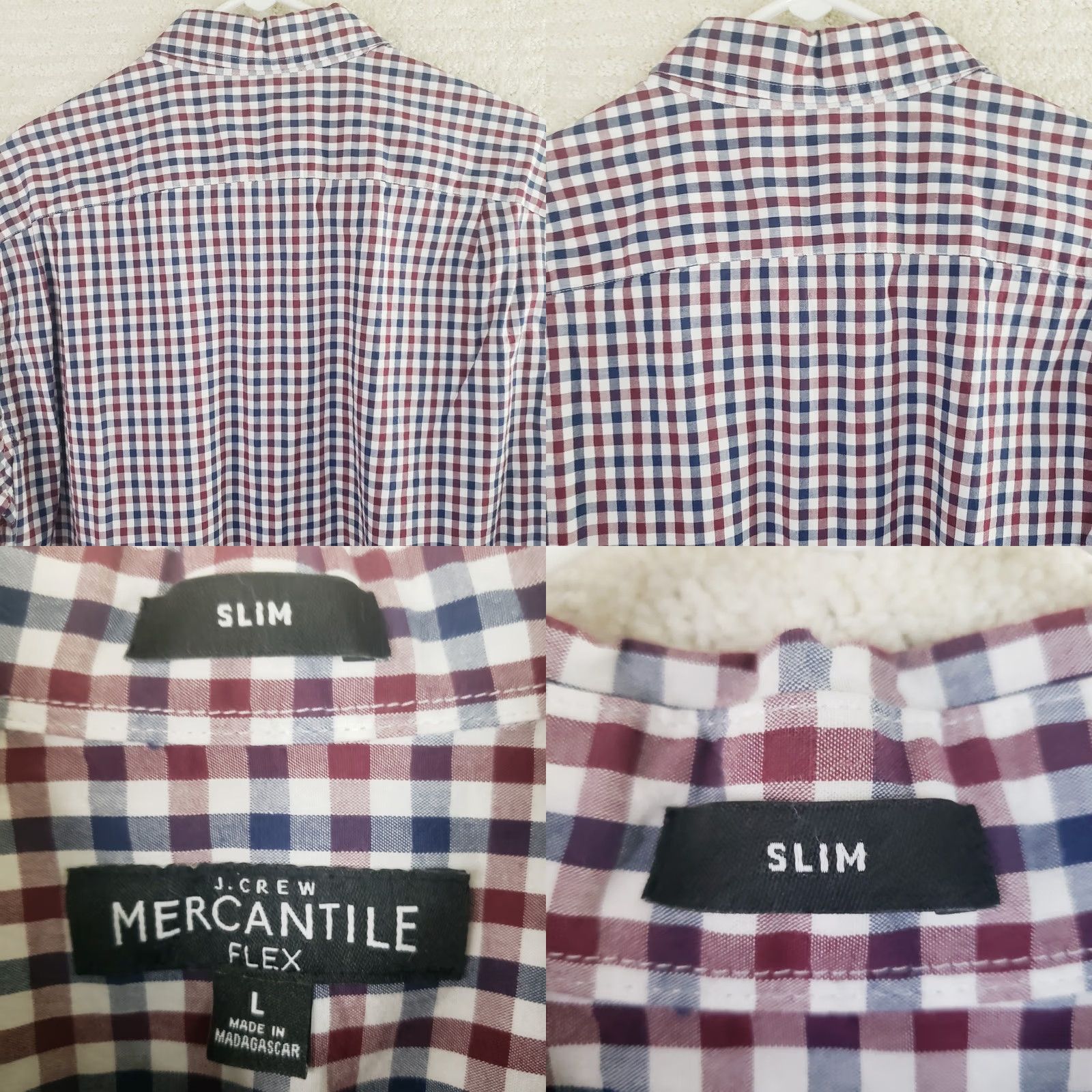 J.Crew J.CREW Mercantile Flex Slim Fit Shirt L Red White Blue Check Long Sleeve Button-Up Mens Size US L / EU 52-54 / 3 - 8 Thumbnail
