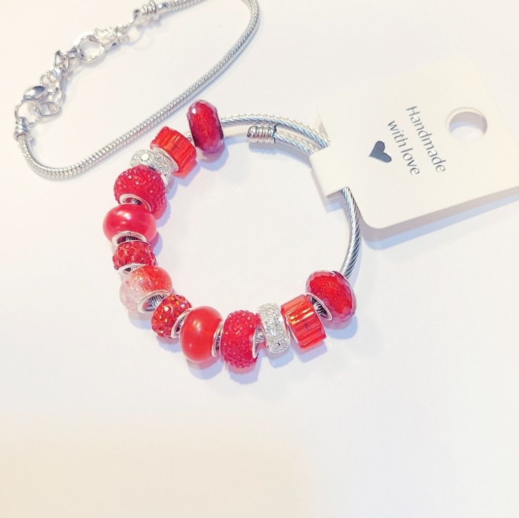 Handmade European Style Large Beaded Adjustable Snake Coil Bracelet Size ONE SIZE - 3 Thumbnail