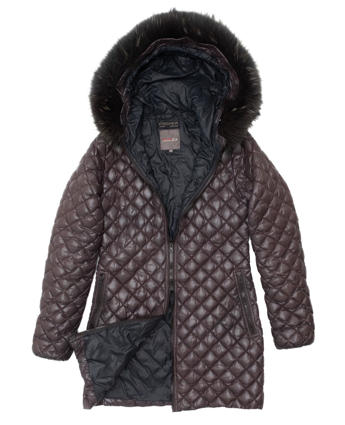 DUVETICA Quilted Down Jacket with Fur Hood Trim