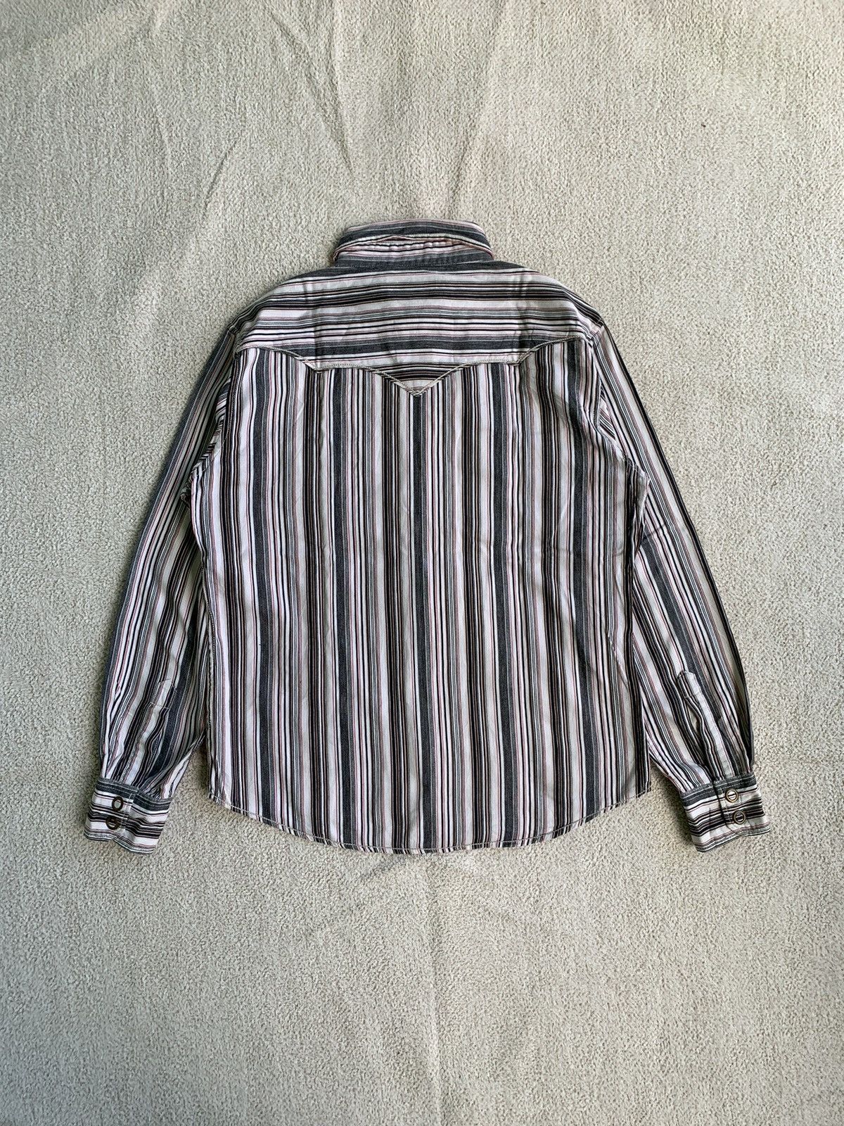 Issey Miyake × Japanese Brand × Yohji Yamamoto Crebar Garments Stripe Western Ziper Shirt Size US L / EU 52-54 / 3 - 2 Thumbnail