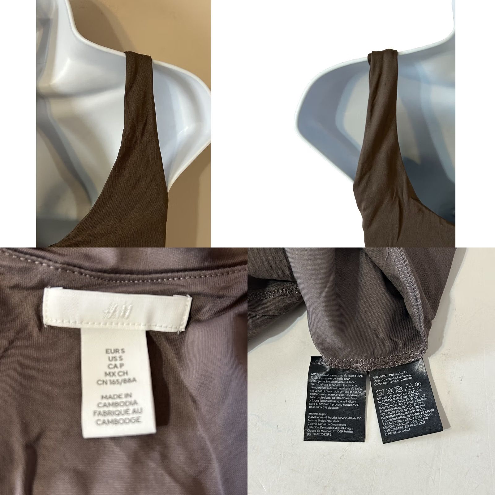 H&M H&M Tank Women Size S Brown Sleeveless Shirt, Slim Fit, Scoop Neck, Polyester Blend, Casual Top Size S / US 4 / IT 40 - 8 Thumbnail