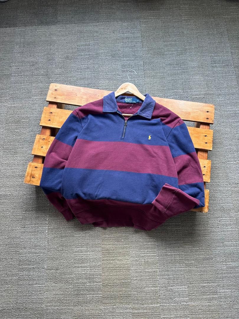 Polo Ralph Lauren VINTAGE POLO RALPH LAUREN STRIPE HALF ZIPPER Size US XL / EU 56 / 4 - 1 Thumbnail