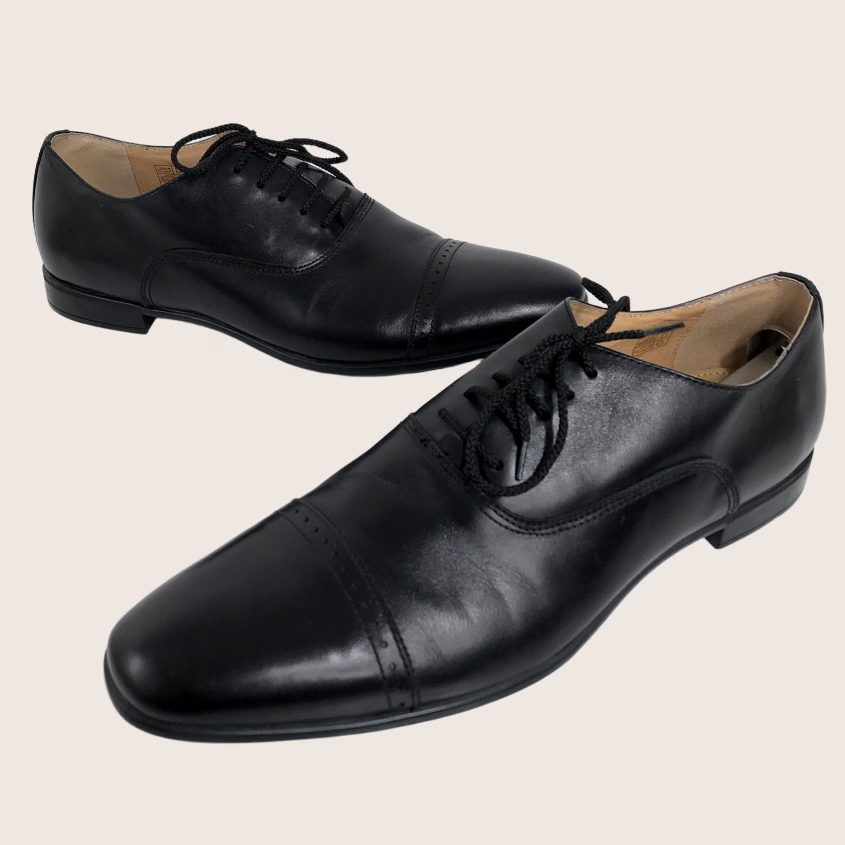Neiman Marcus NEIMAN MARCUS SILAS Cap Toe Oxford Shoes Black Leather Mens US13D EXCELLENT Size ONE SIZE - 1 Thumbnail