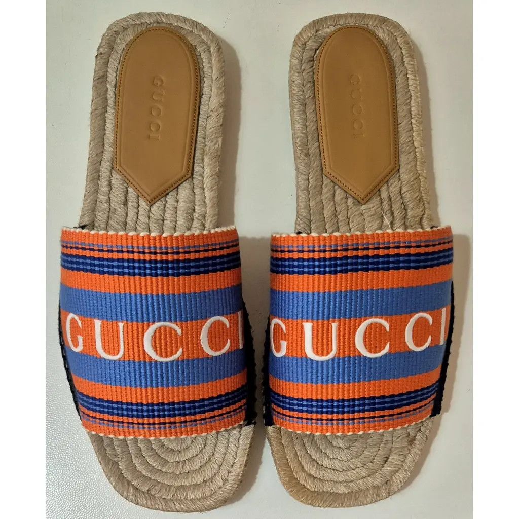 Gucci oc11z1025 Men's Espadrille Sandals With Embroidery Size US 6.5 / EU 39-40 - 3 Thumbnail