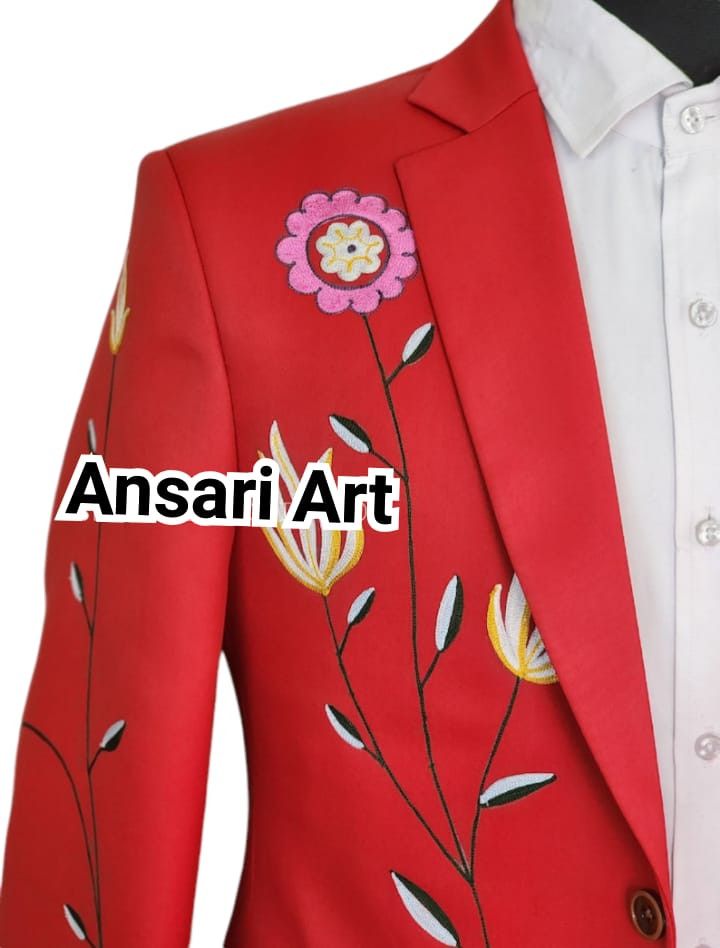 Other Men 2PC Customized floral embroidery western Nudie outfit Size 44L - 3 Thumbnail