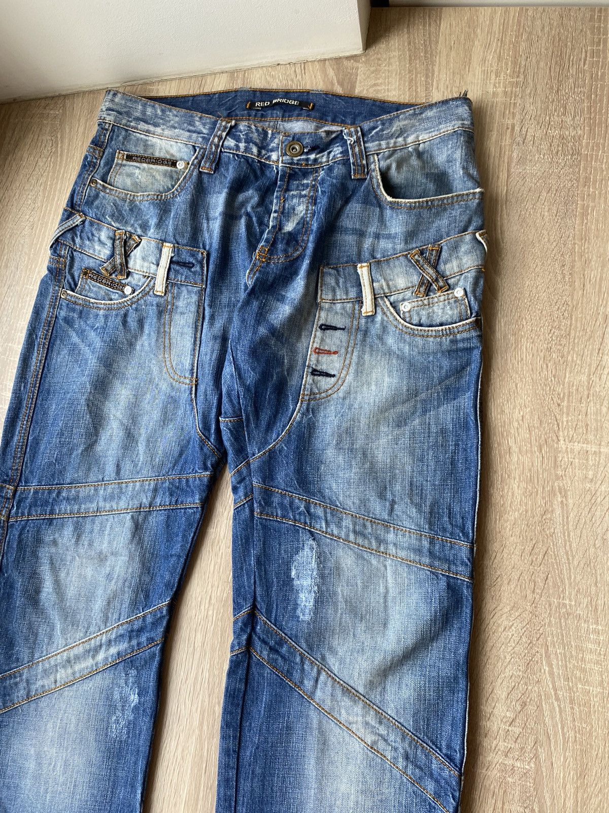 If Six Was Nine × Le Grande Bleu (L.G.B.) × Vintage Vintage Fly 53 Washed Distressed Wide Leg Denim Jeans pants Size US 36 / EU 52 - 3 Thumbnail