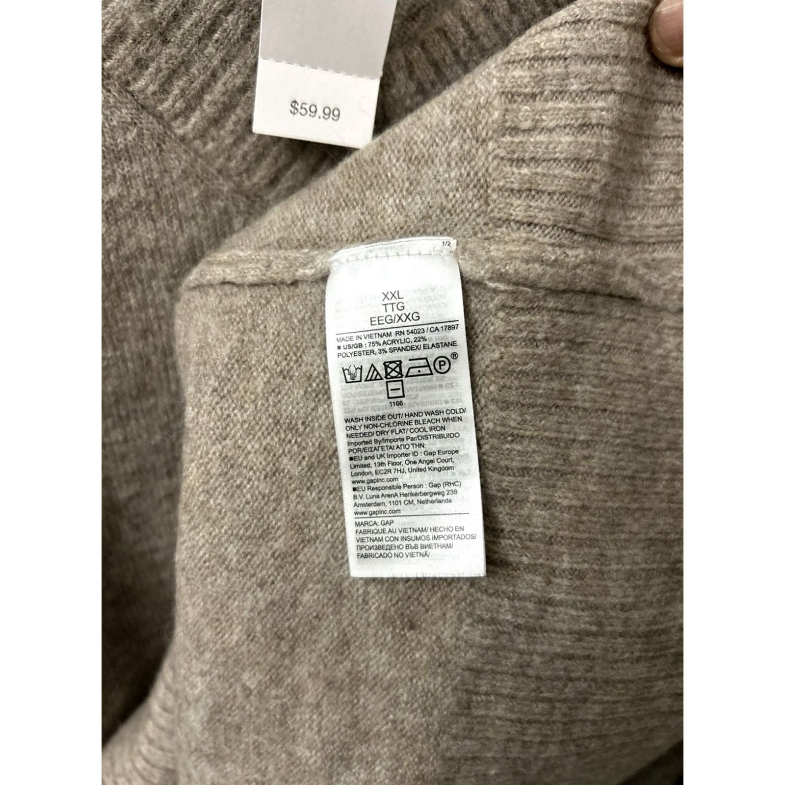 Gap Gap Womens Sweater V-Neck 2XL Brown Knit Oversized Pullover NWT Size XXL / US 16-18 / IT 52-54 - 7 Thumbnail