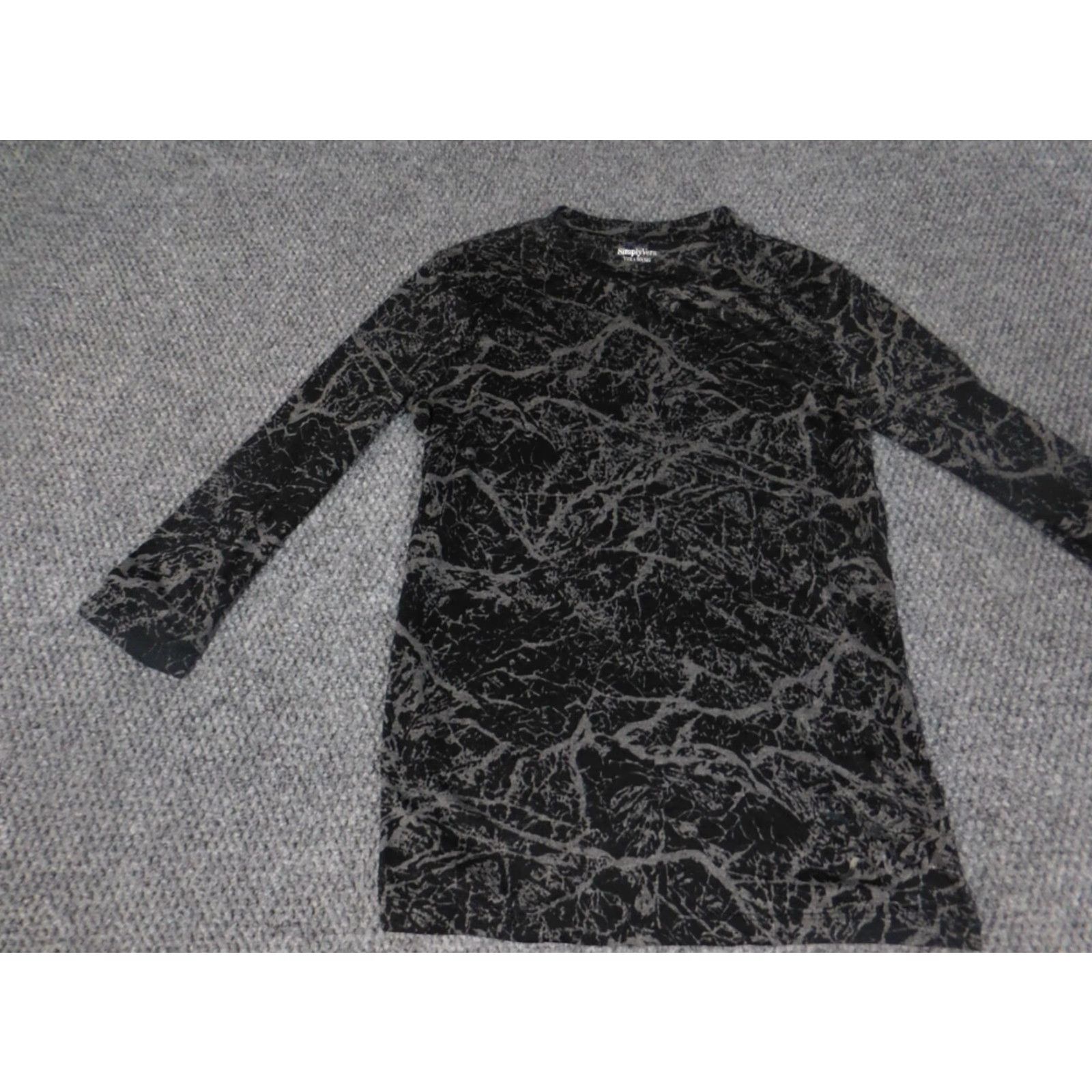 Vintage Simply Vera Vera Wang Blouse S Womens Black Floral Stretch Pullover Top Size S / US 4 / IT 40 - 2 Thumbnail