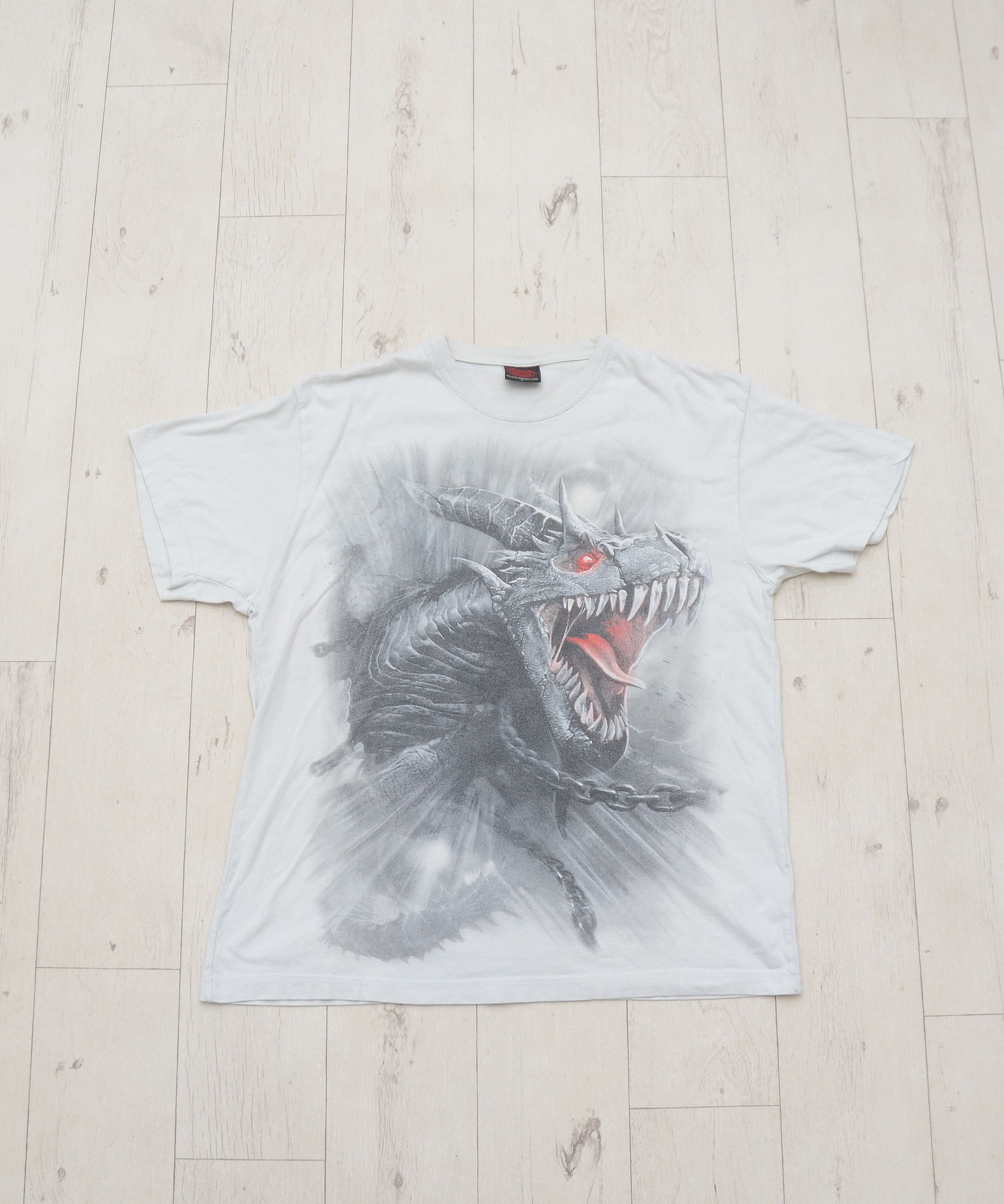 Japanese Brand × Vintage Y2K All Over Print Style Dragon T-Shirt Tee Spiral Direct Size US L / EU 52-54 / 3 - 1 Thumbnail