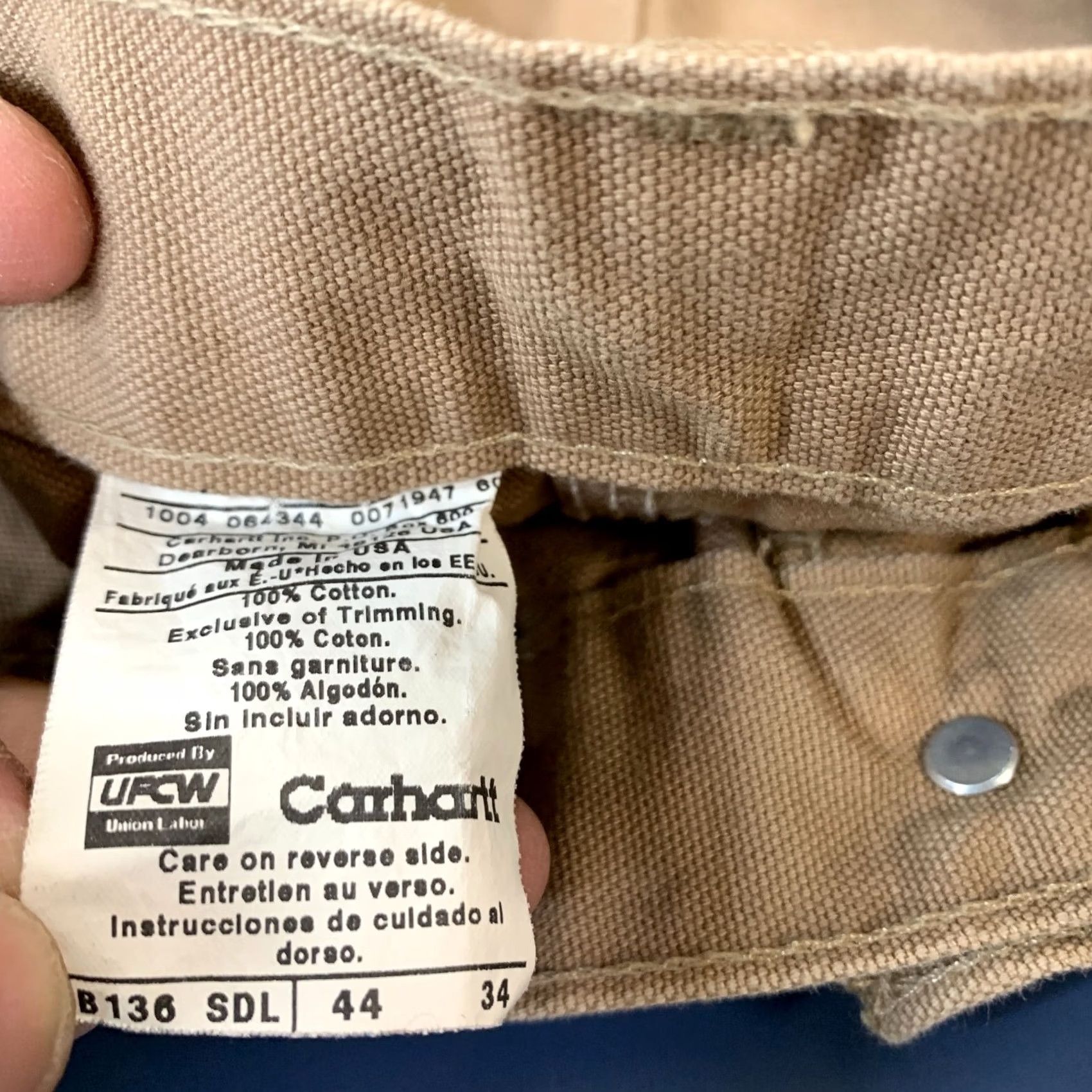 Carhartt VINTAGE Carhartt Pants Double Knee Canvas Mens 42x35 Brown USA Union Made Carhartt Pants Men 42x35 Brown USA Carpenter Style Size US 42 / EU 58 - 3 Thumbnail
