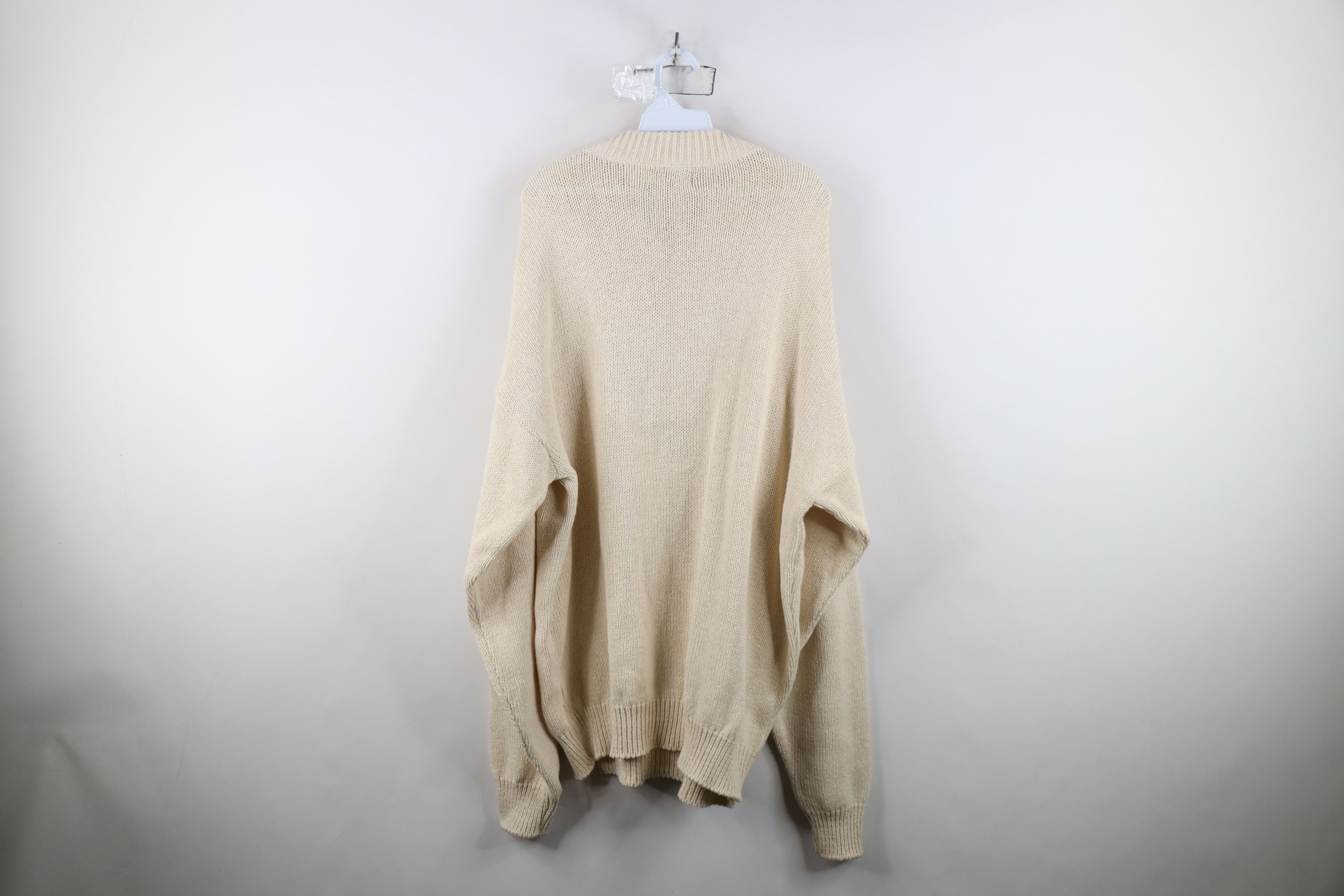 Vintage Vintage 90s Streetwear Ribbed Knit Henley Sweater Cream USA Size US XL / EU 56 / 4 - 9 Thumbnail
