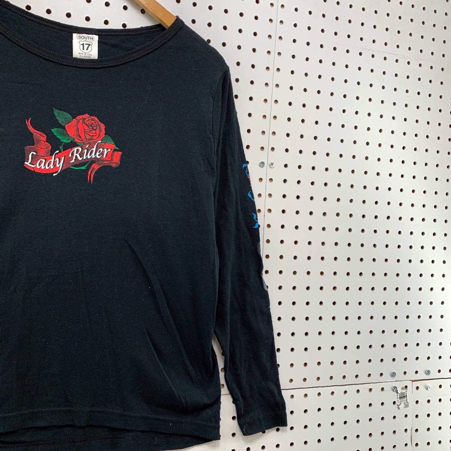 Vintage VINTAGE Lady Rider Motorcycle Shirt Womens XL Black Floral Long Sleeve 20x23.5 Johanns Bar Leather Grill Size XL / US 12-14 / IT 48-50 - 5 Thumbnail