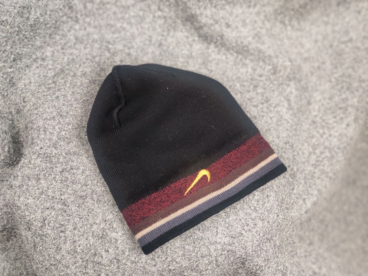 Nike Vintage Nike beanie hat Black Wool Blend Swoosh Y2K Style Size ONE SIZE - 10 Thumbnail