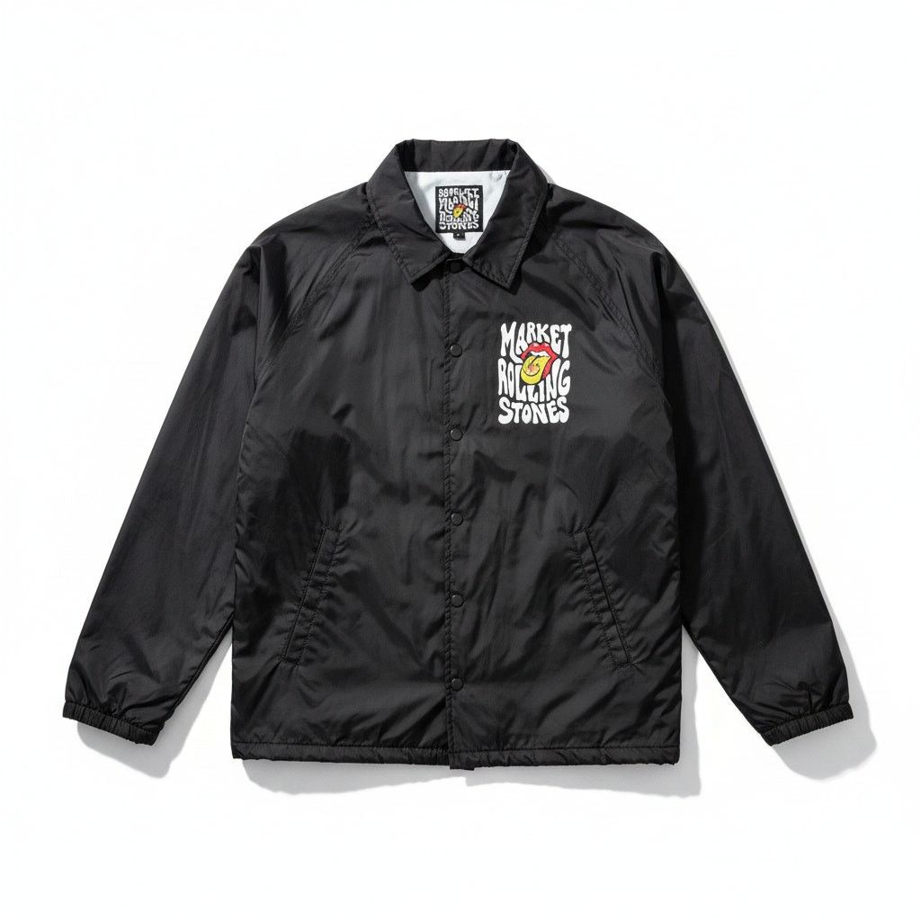 Market Rolling Stones x Market Studios Black Windbreaker Jacket Size US M / EU 48-50 / 2 - 1 Thumbnail