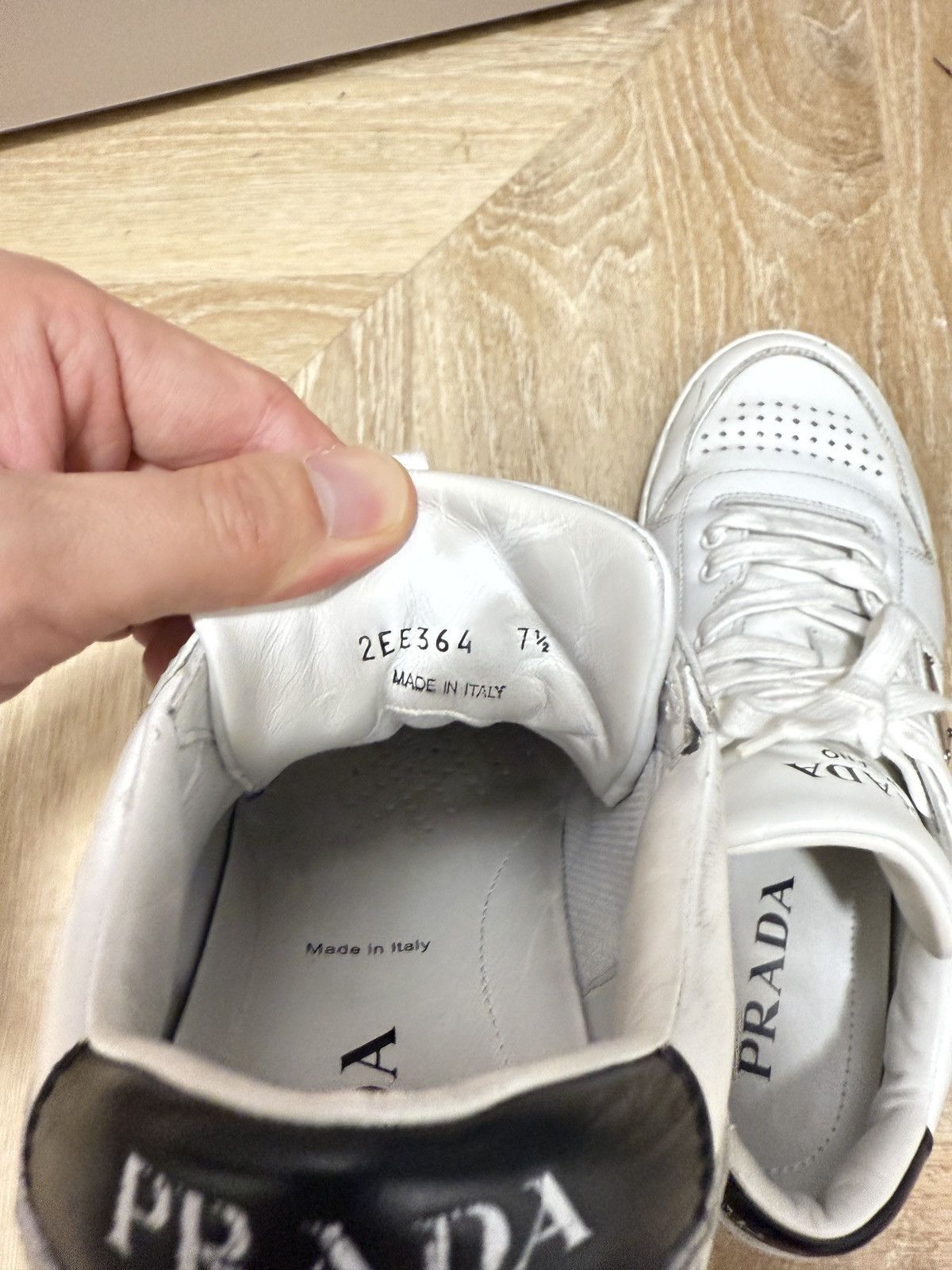 Prada PRADA Downtown Leather Sneaker in White Size US 7.5 / EU 40-41 - 9 Thumbnail