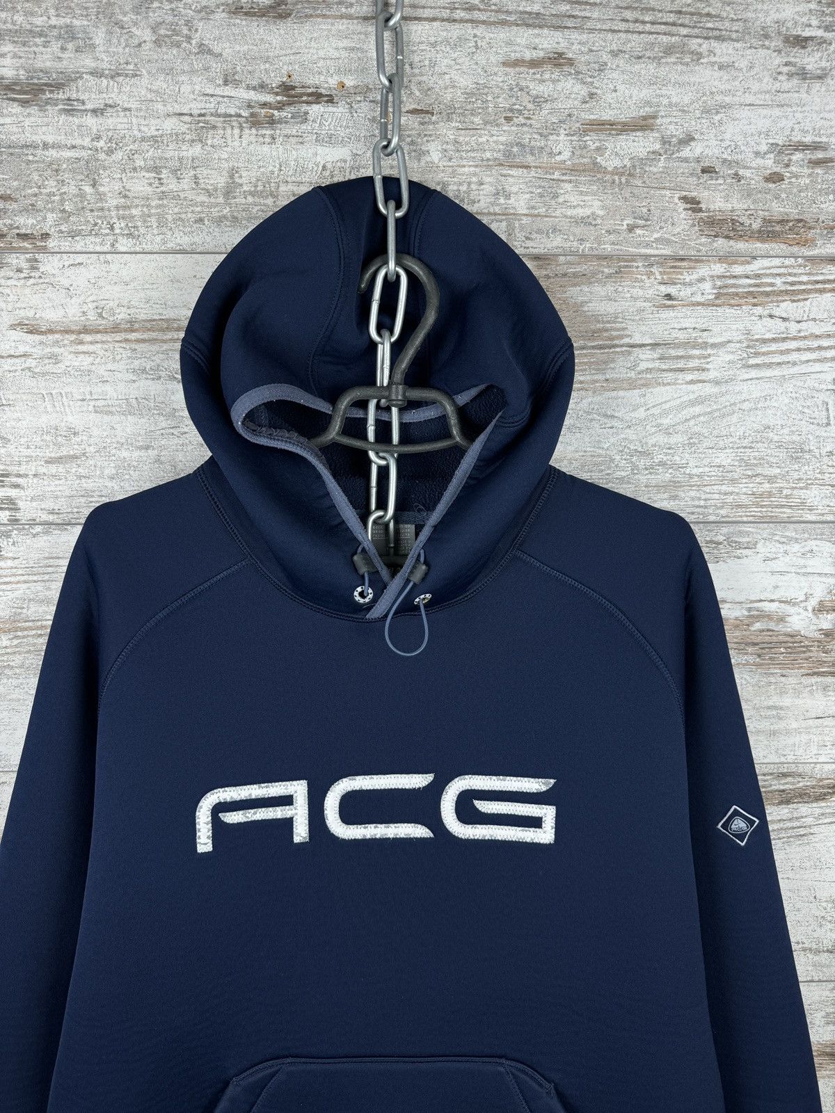 Nike × Nike ACG × Vintage Mens Vintage Nike ACG Spellout Scuba Hoodie y2k rare drill Size US L / EU 52-54 / 3 - 3 Thumbnail
