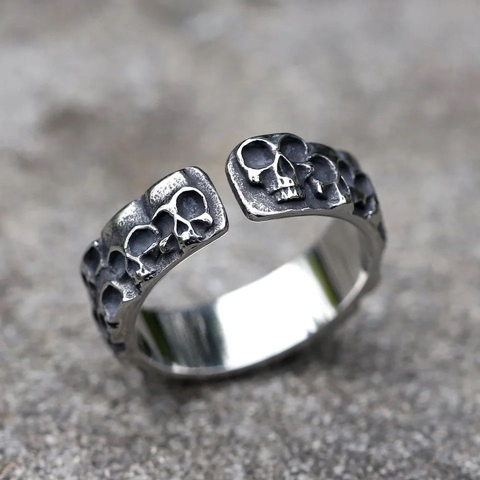 Jewelry Skull Biker Punk Rock Rings Size ONE SIZE - 2 Thumbnail
