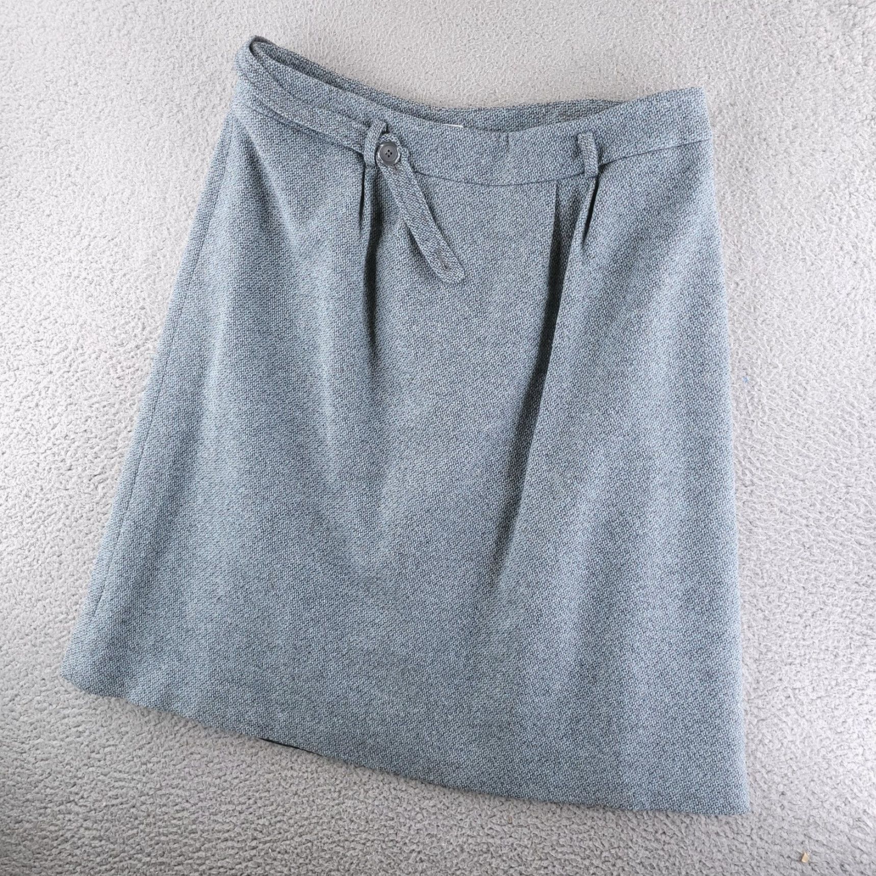 Pendleton VINTAGE Pendleton Skirt Womens 14 Blue Gray Wool Knit Liner Knee Length Solid Pattern Size 36" / US 14 / IT 50 - 2 Thumbnail