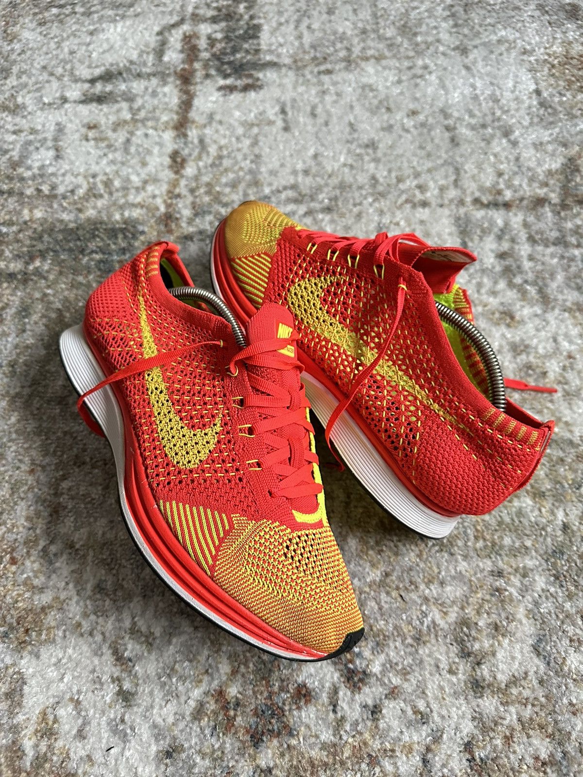 Japanese Brand × Nike 🔥 Nike Flyknit Racer Bright Crimson Volt Size US 10 / EU 43 - 2 Thumbnail