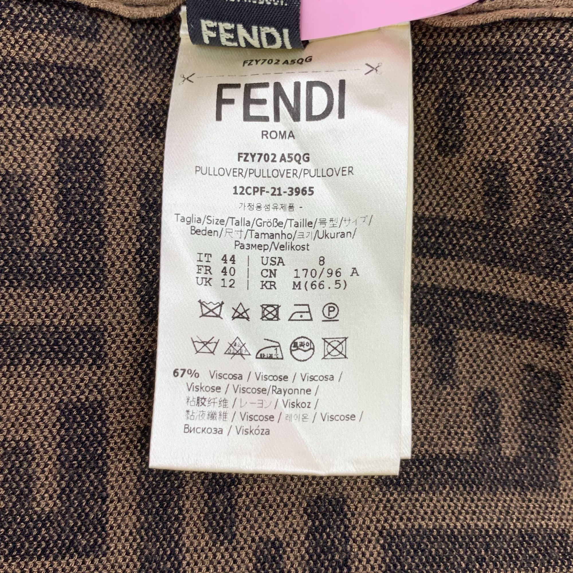 Fendi Fendi Roma Dark Brown & Black Logo Full Print Short-Sleeve K Size L / US 10 / IT 46 - 4 Thumbnail