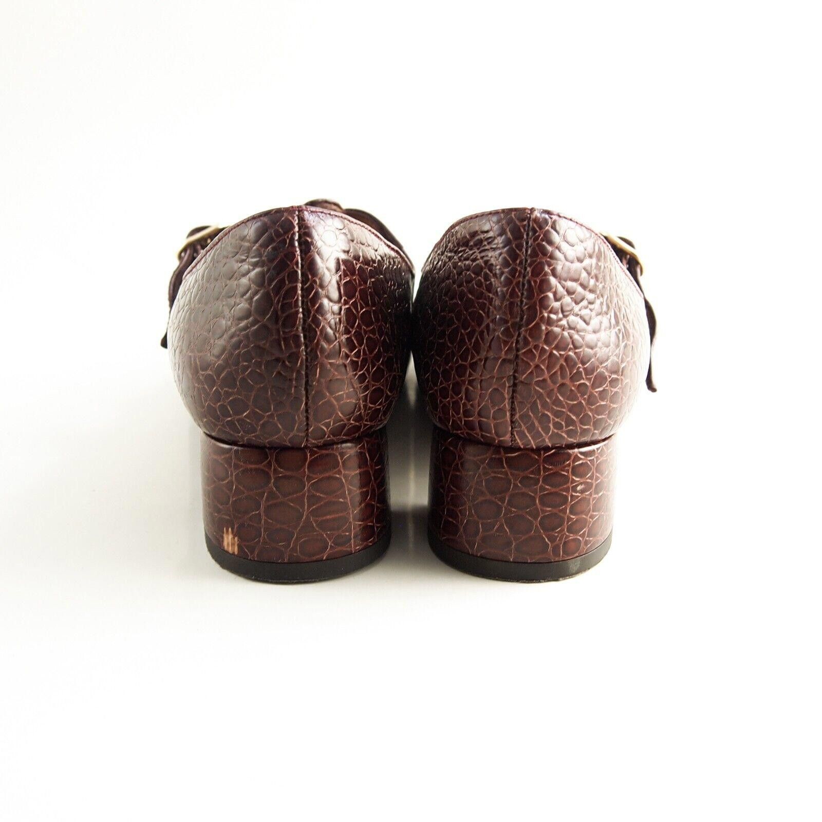 Designer Chie Mihara Mary Jane Flats Burgundy Faux Croc EU 36 US 6 Size US 6 / IT 36 - 9 Thumbnail
