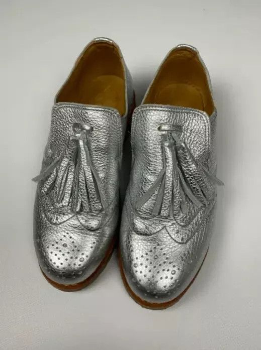 Vintage Penelope Chilvers Women’s Leather Silver Loafer Oxford Shoes Size US 6.5 / IT 36.5 - 1 Thumbnail