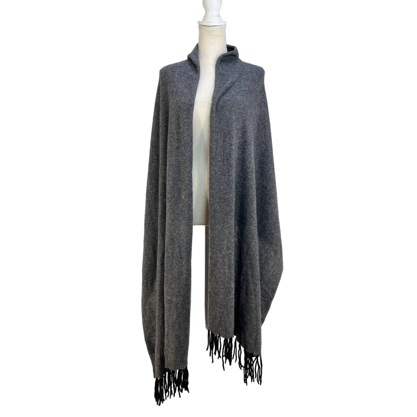 Other Hannah Rose Cashmere Gray Scarf Fringed Travel Wrap Soft Size ONE SIZE - 2 Thumbnail
