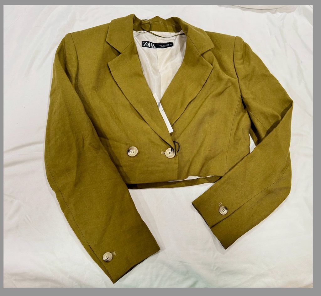 Zara Zara Linen blend double breasted cropped blazer and Pants S Size S / US 4 / IT 40 - 6 Thumbnail