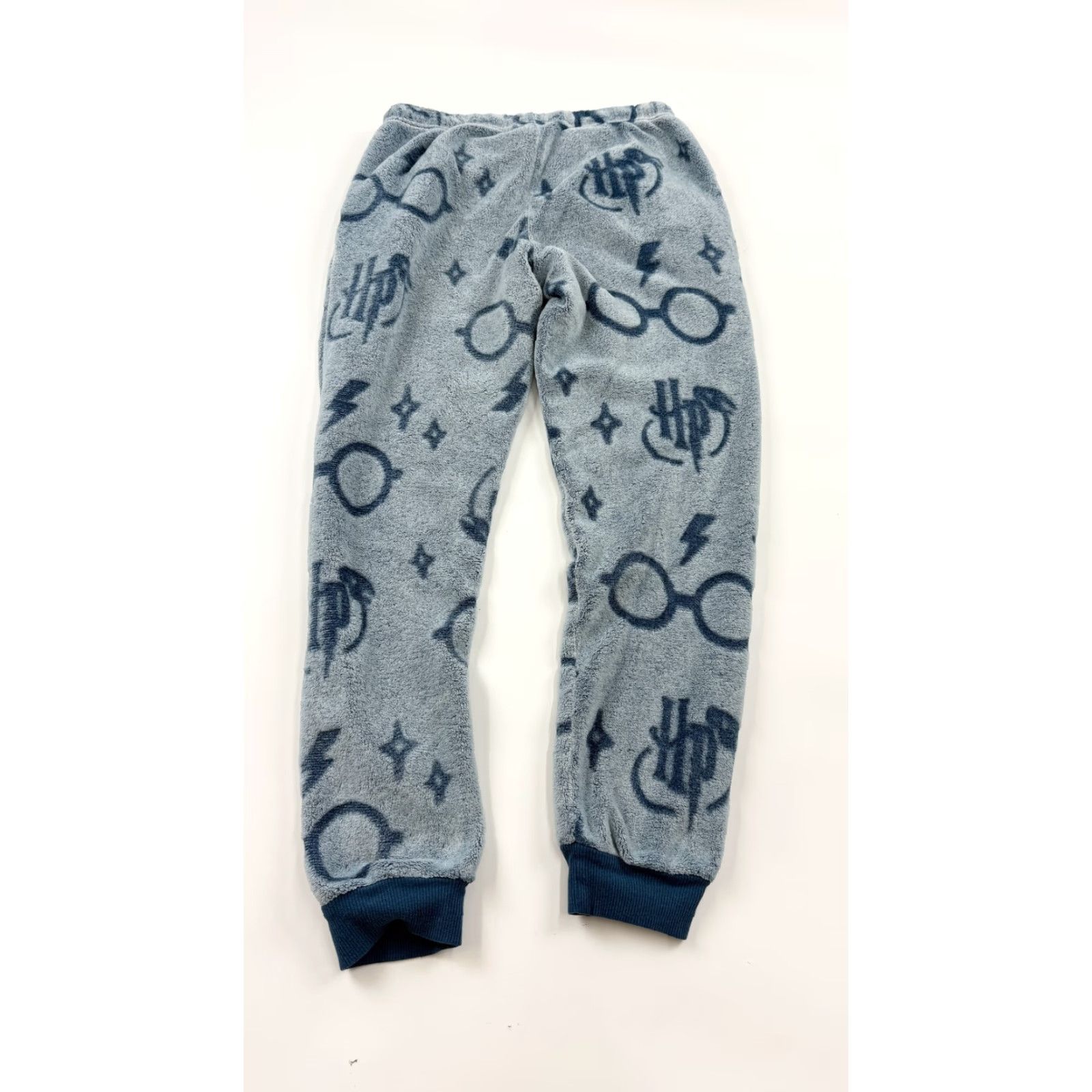 Vintage Harry Potter Pajama Pants Mens Medium Blue Fleece Lounge Wizarding World Logo Cozy fits Adjustable Drawstring Ribbed Cuffs Size US 31 - 5 Thumbnail