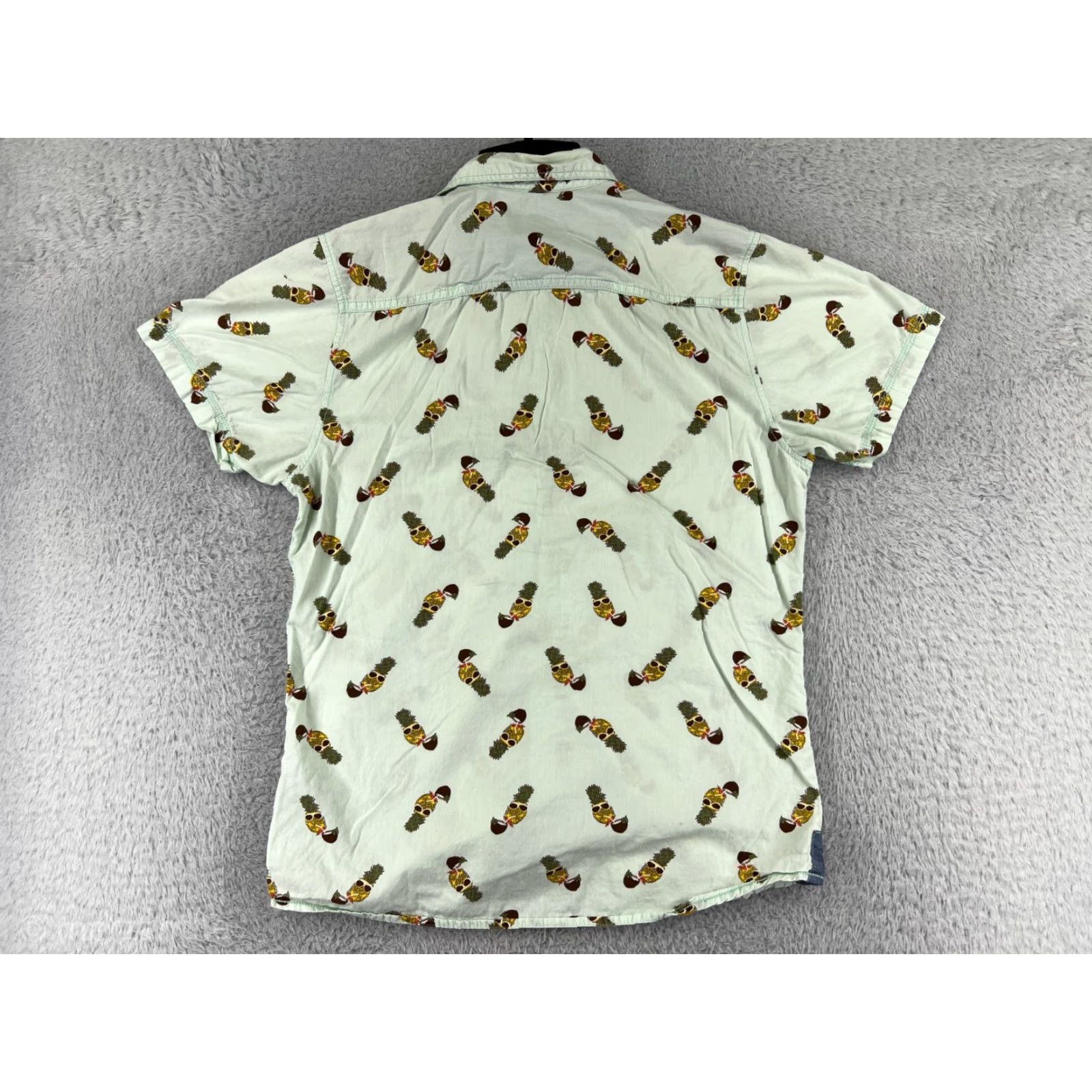 Vintage Good Vibes Shirt Mens Medium Green Button Up Pineapple All Over Print Cocktails Size US M / EU 48-50 / 2 - 2 Thumbnail