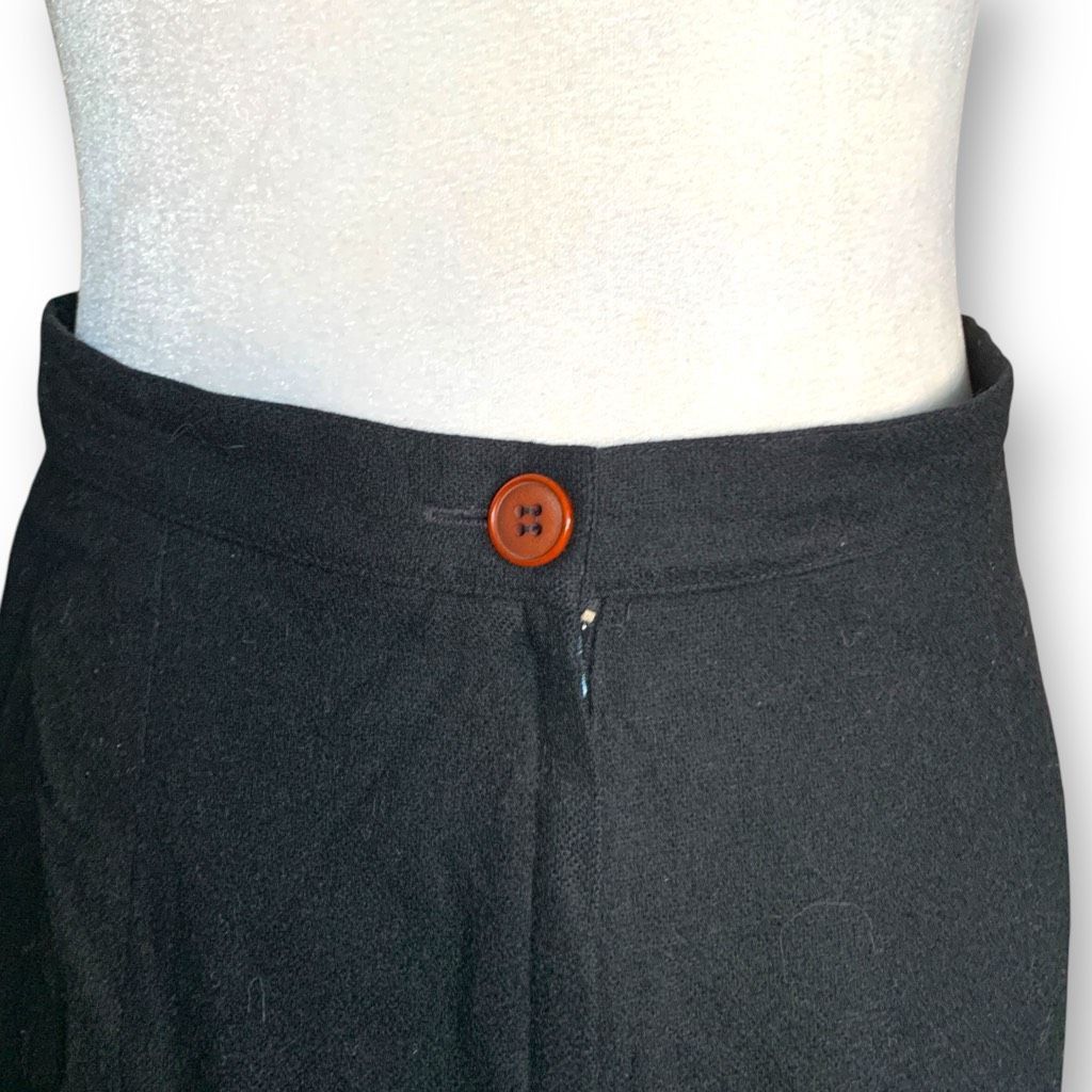 Vintage Vintage SK & Company Black High Waist Wool Blend Midi Skirt Size 34" / US 12 / IT 48 - 7 Thumbnail