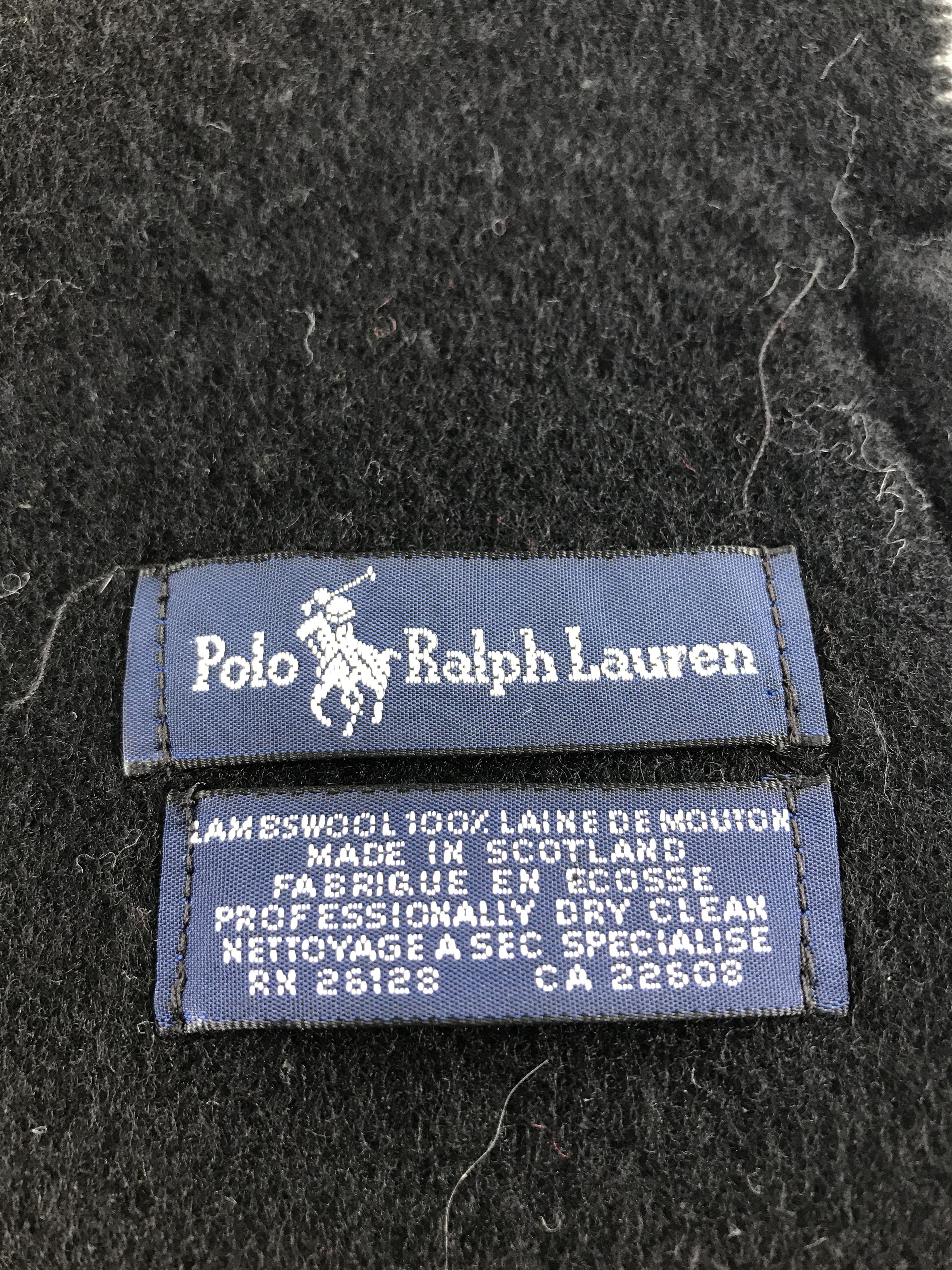 Polo Ralph Lauren Polo Ralph Lauren Plain Black Wool Scarf Muffler V441 Size ONE SIZE - 6 Thumbnail