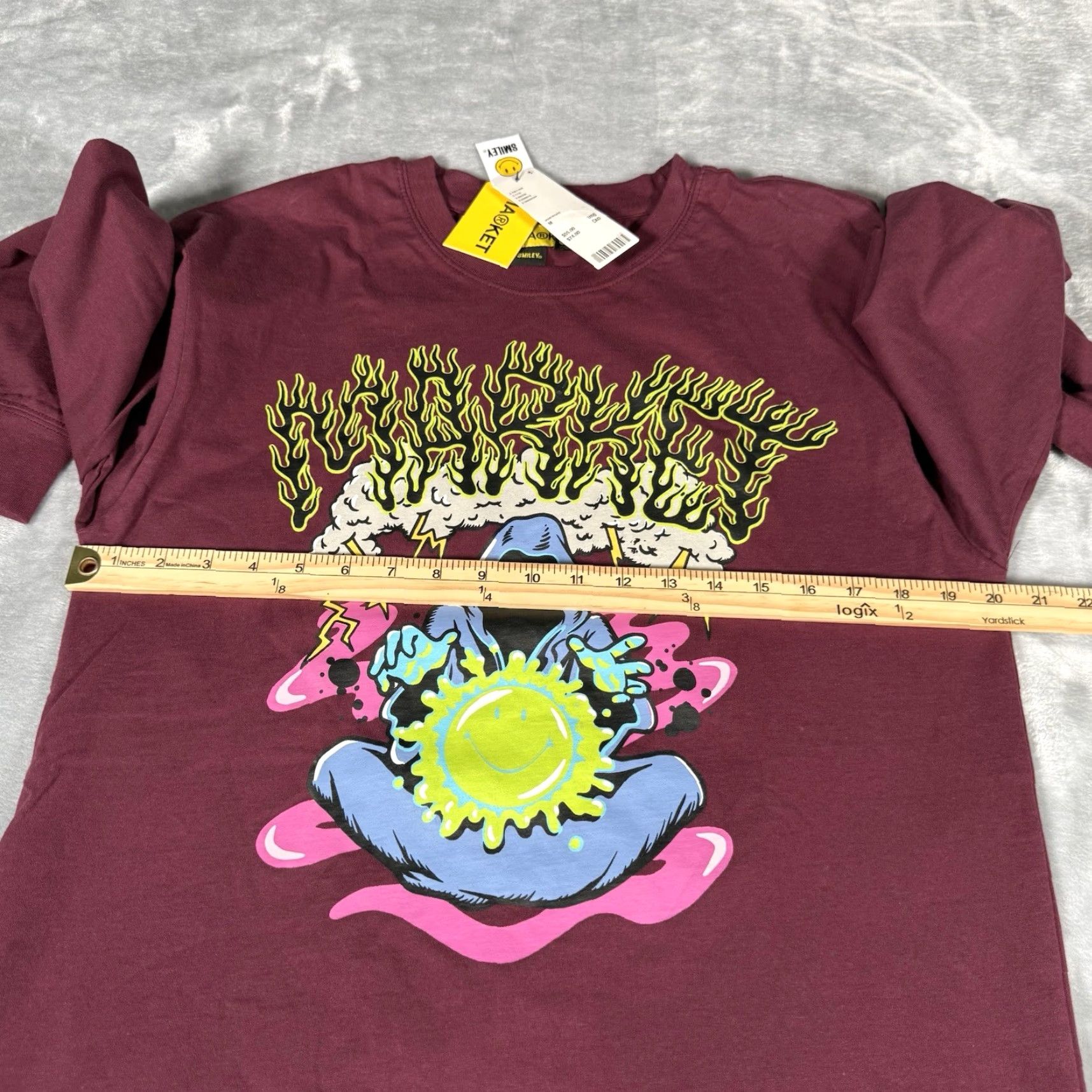 Market Market T Shirt Mens Medium Long Sleeve Graphic Print Burgundy New Size US M / EU 48-50 / 2 - 7 Thumbnail
