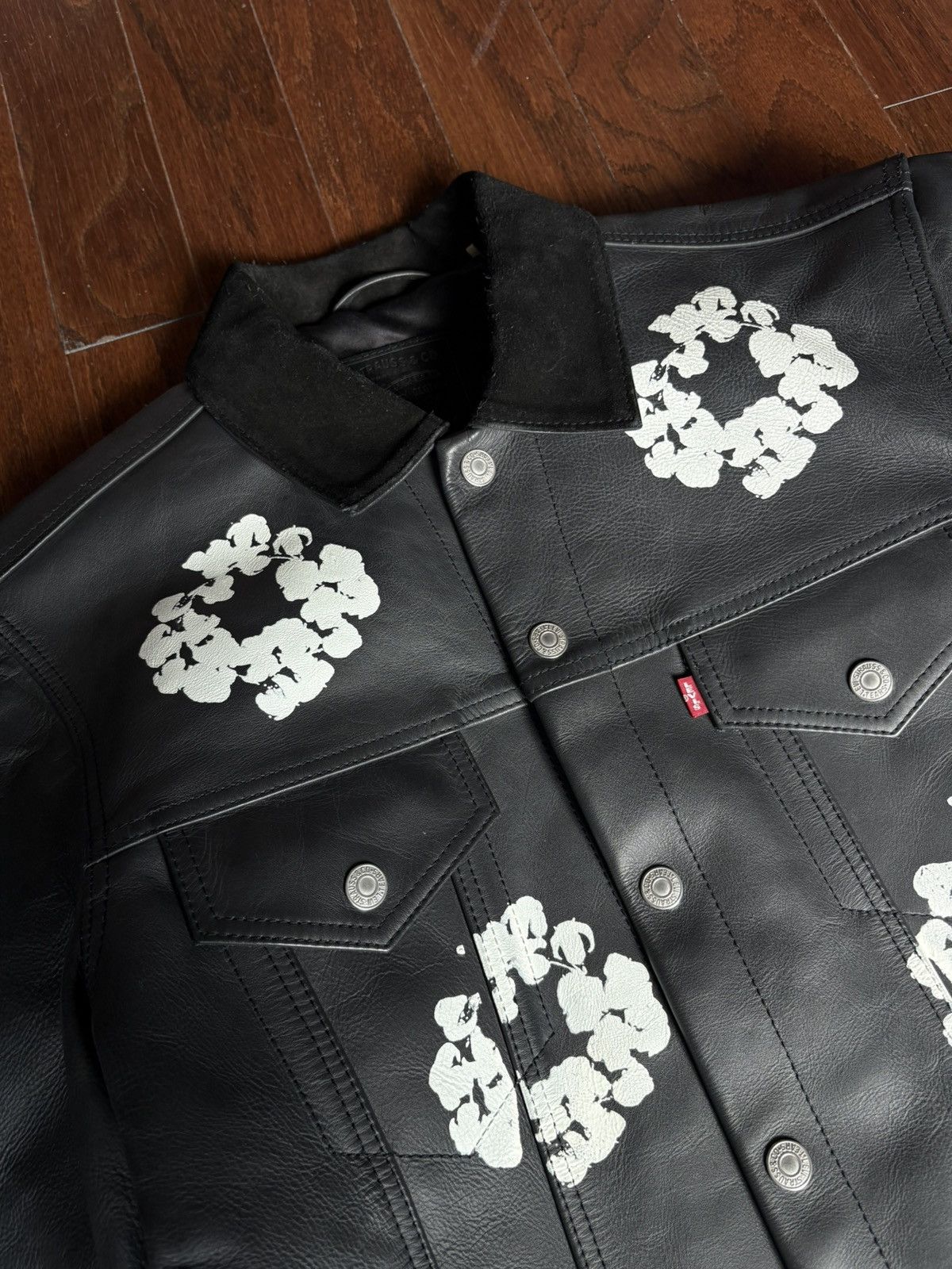 DENIM TEARS Denim Tears Black Leather Button Up Cotton Wreath Jacket Size US M / EU 48-50 / 2 - 4 Thumbnail