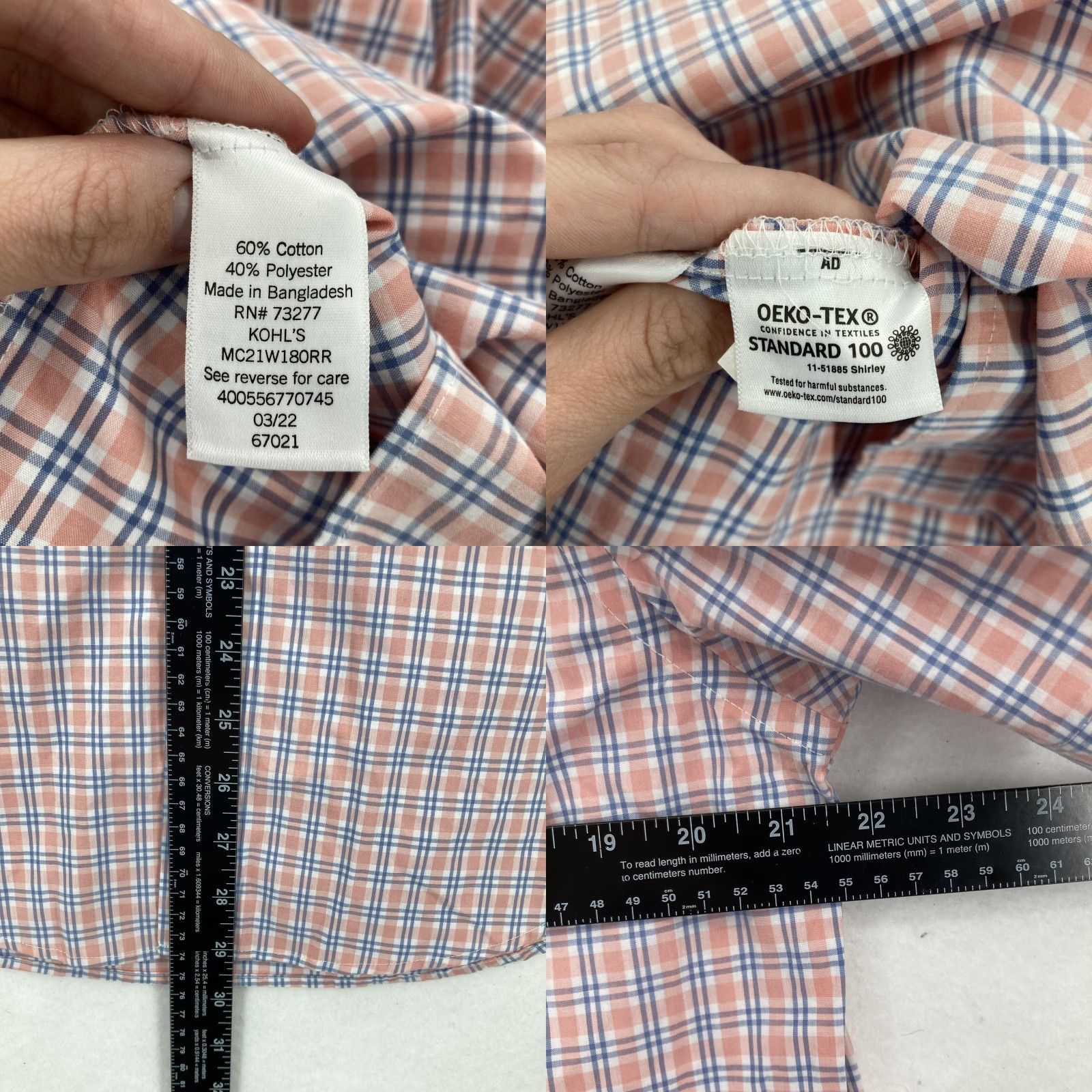 Croft & Barrow Croft & Barrow Shirt Mens Medium Orange Plaid Easy Care Short Sleeve Button Down Size US M / EU 48-50 / 2 - 8 Thumbnail