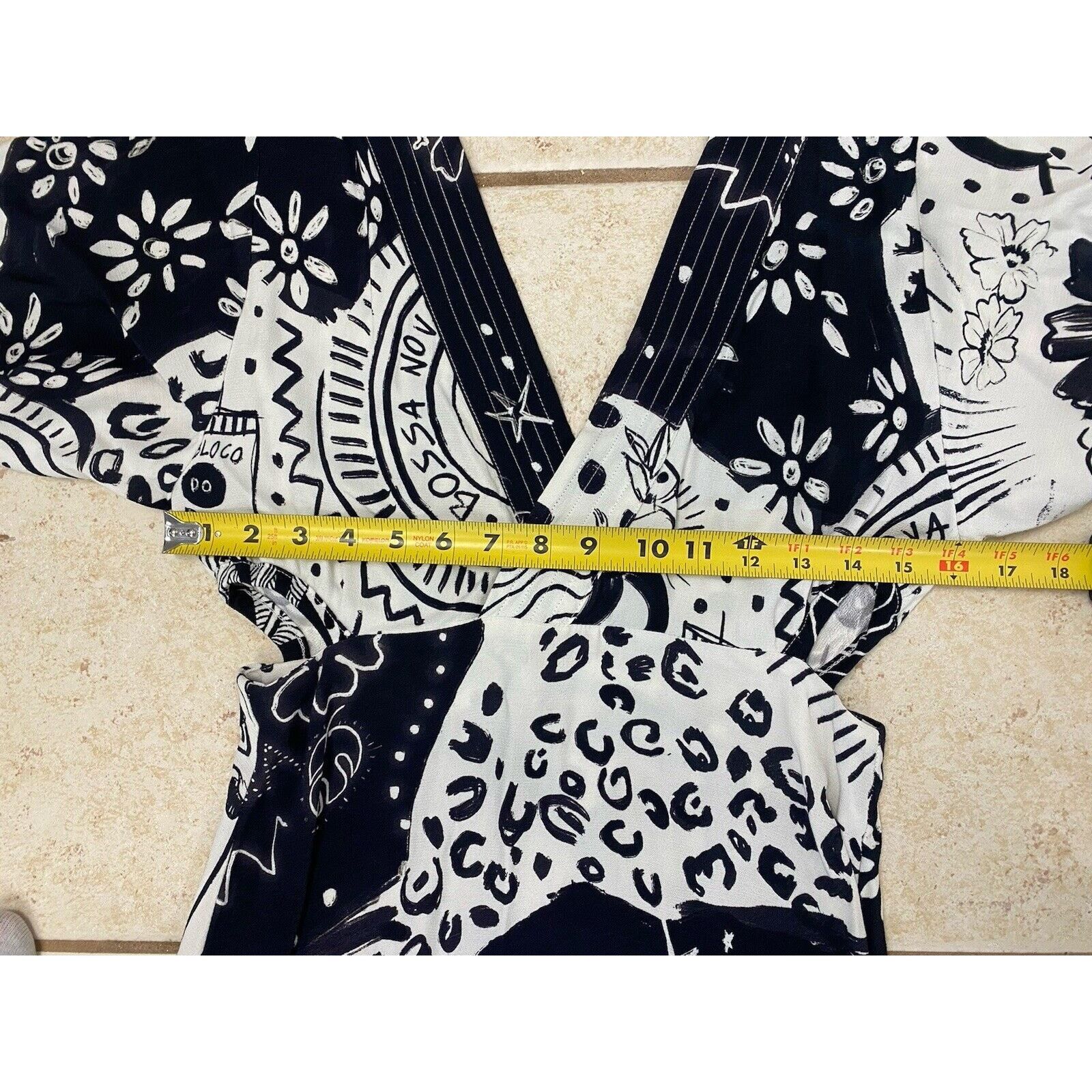 Farm Rio Farm Rio Maxi Dress V-Neck Black White Alien UFO Tropical Size S / US 4 / IT 40 - 17 Thumbnail