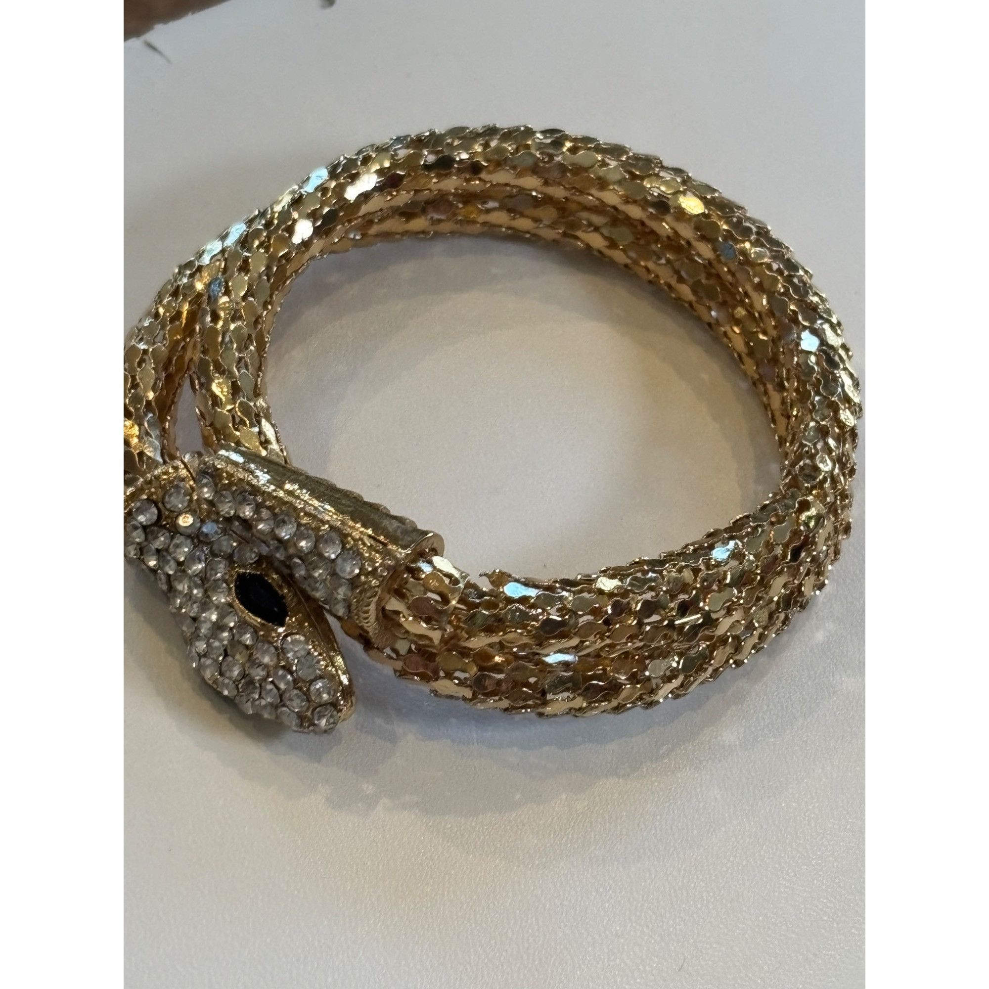Other Gold Snake-Style Rhinestone Wrap Bracelet Size ONE SIZE - 9 Thumbnail